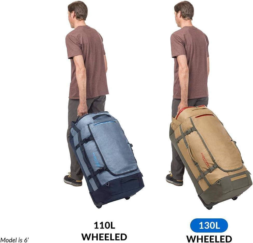 imageEagle Creek Cargo Hauler Wheeled Duffel Durable Duffel Bag for Travel Easy Access Compartment Deployable Backpack Straps Lockable Zipper Opening Iron Orange 130LGlacier Blue