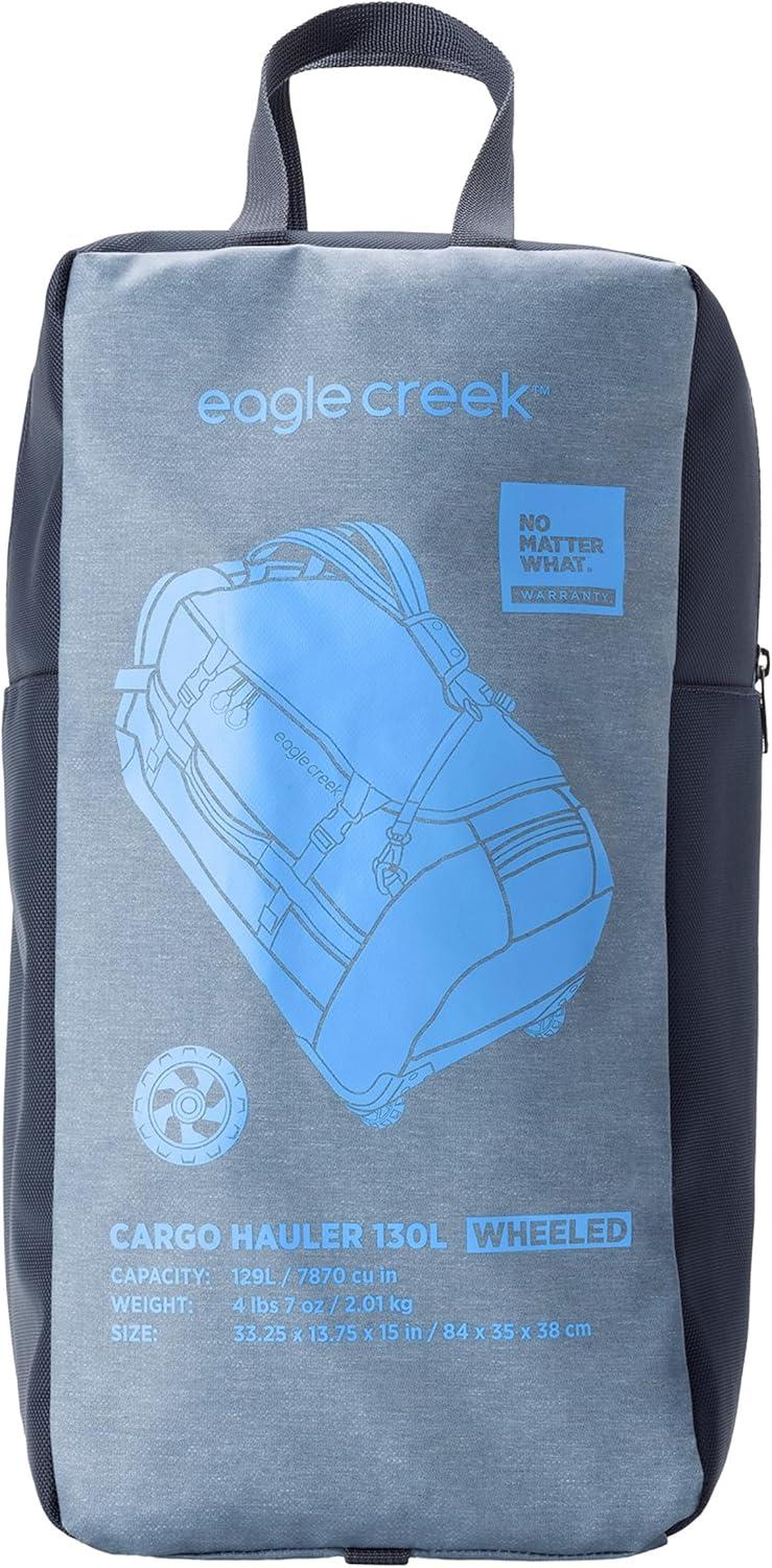 imageEagle Creek Cargo Hauler Wheeled Duffel Durable Duffel Bag for Travel Easy Access Compartment Deployable Backpack Straps Lockable Zipper Opening Iron Orange 130LGlacier Blue