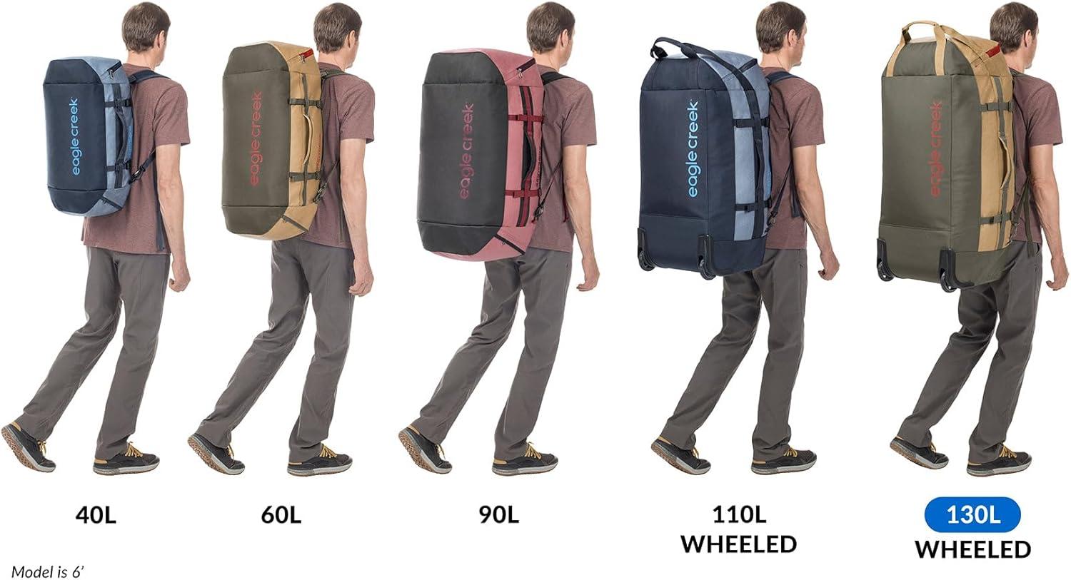 imageEagle Creek Cargo Hauler Wheeled Duffel Durable Duffel Bag for Travel Easy Access Compartment Deployable Backpack Straps Lockable Zipper Opening Iron Orange 130LGlacier Blue