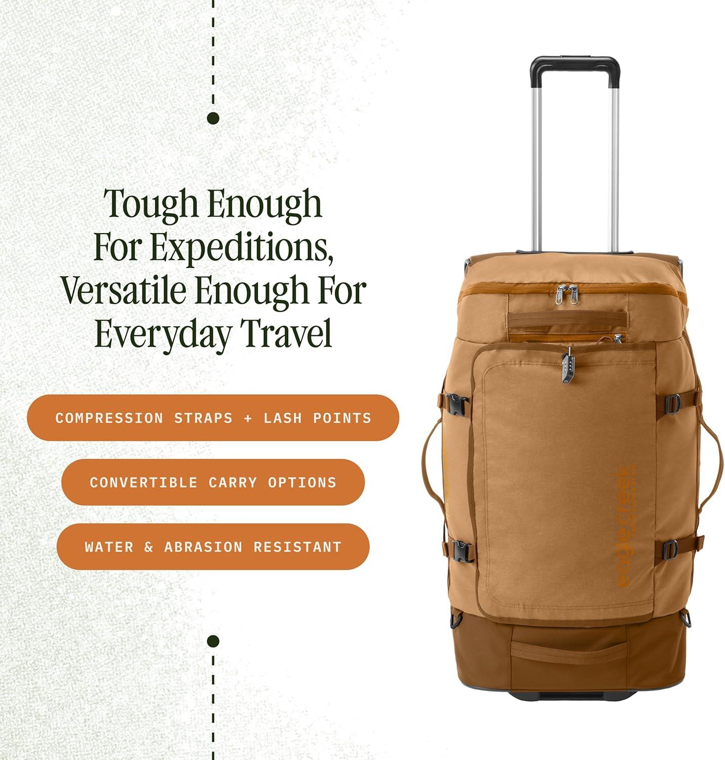 imageEagle Creek Cargo Hauler XT Wheeled Duffel Wheeled Backpack Duffel Deployable Backpack Straps Lockable ULid ampamp Easy Access Compartment 29quot CharcoalIron Orange