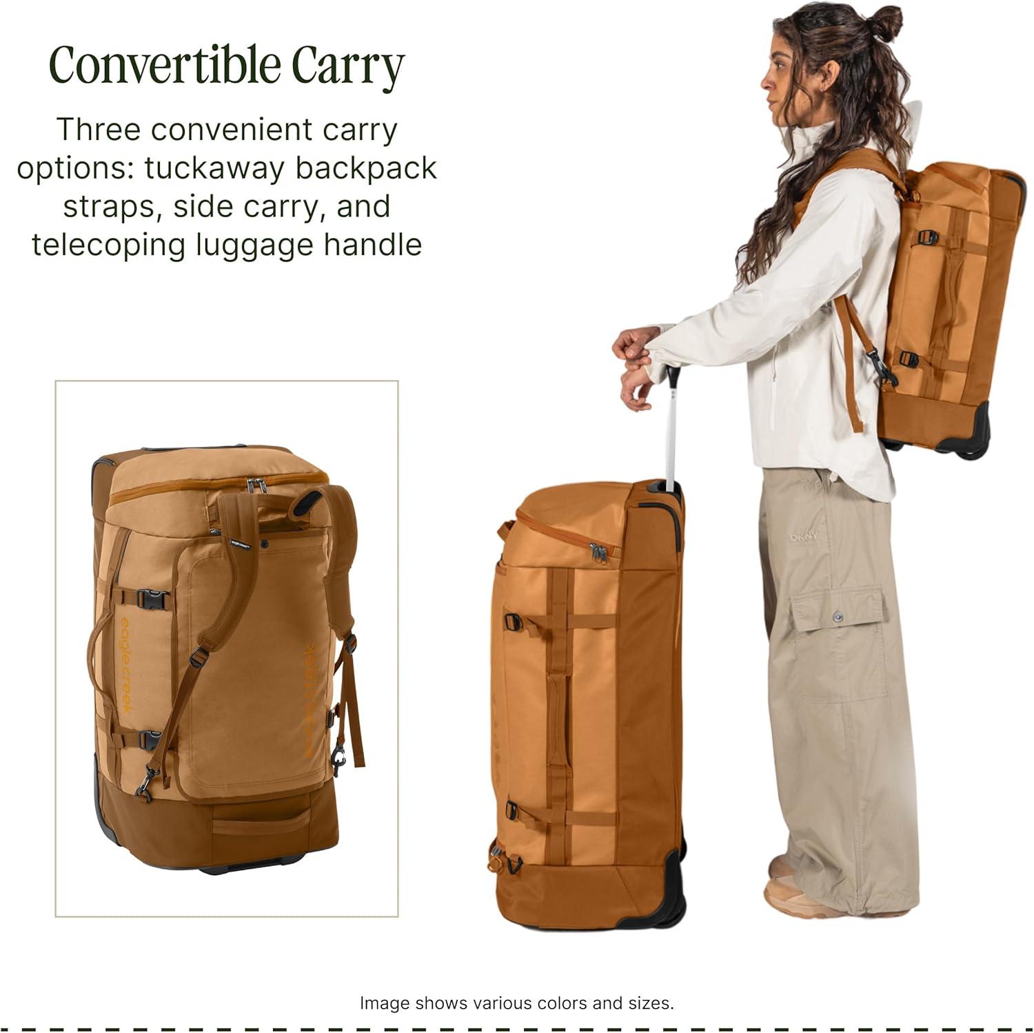 imageEagle Creek Cargo Hauler XT Wheeled Duffel Wheeled Backpack Duffel Deployable Backpack Straps Lockable ULid ampamp Easy Access Compartment 29quot CharcoalIron Orange