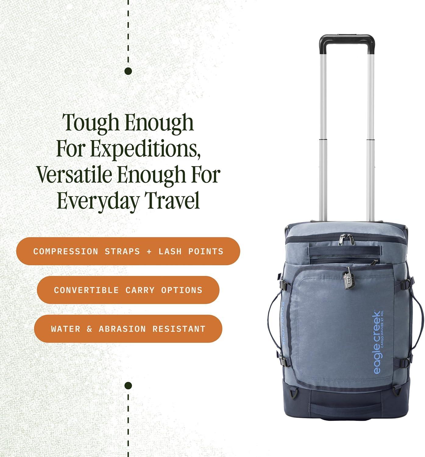 imageEagle Creek Cargo Hauler XT Wheeled Duffel Wheeled Backpack Duffel Deployable Backpack Straps Lockable ULid ampamp Easy Access Compartment 32quot Glacier BlueGlacier Blue