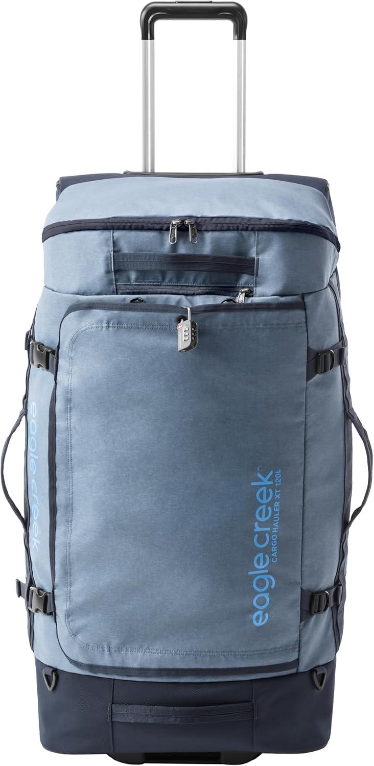 imageEagle Creek Cargo Hauler XT Wheeled Duffel Wheeled Backpack Duffel Deployable Backpack Straps Lockable ULid ampamp Easy Access Compartment 32quot Glacier BlueGlacier Blue
