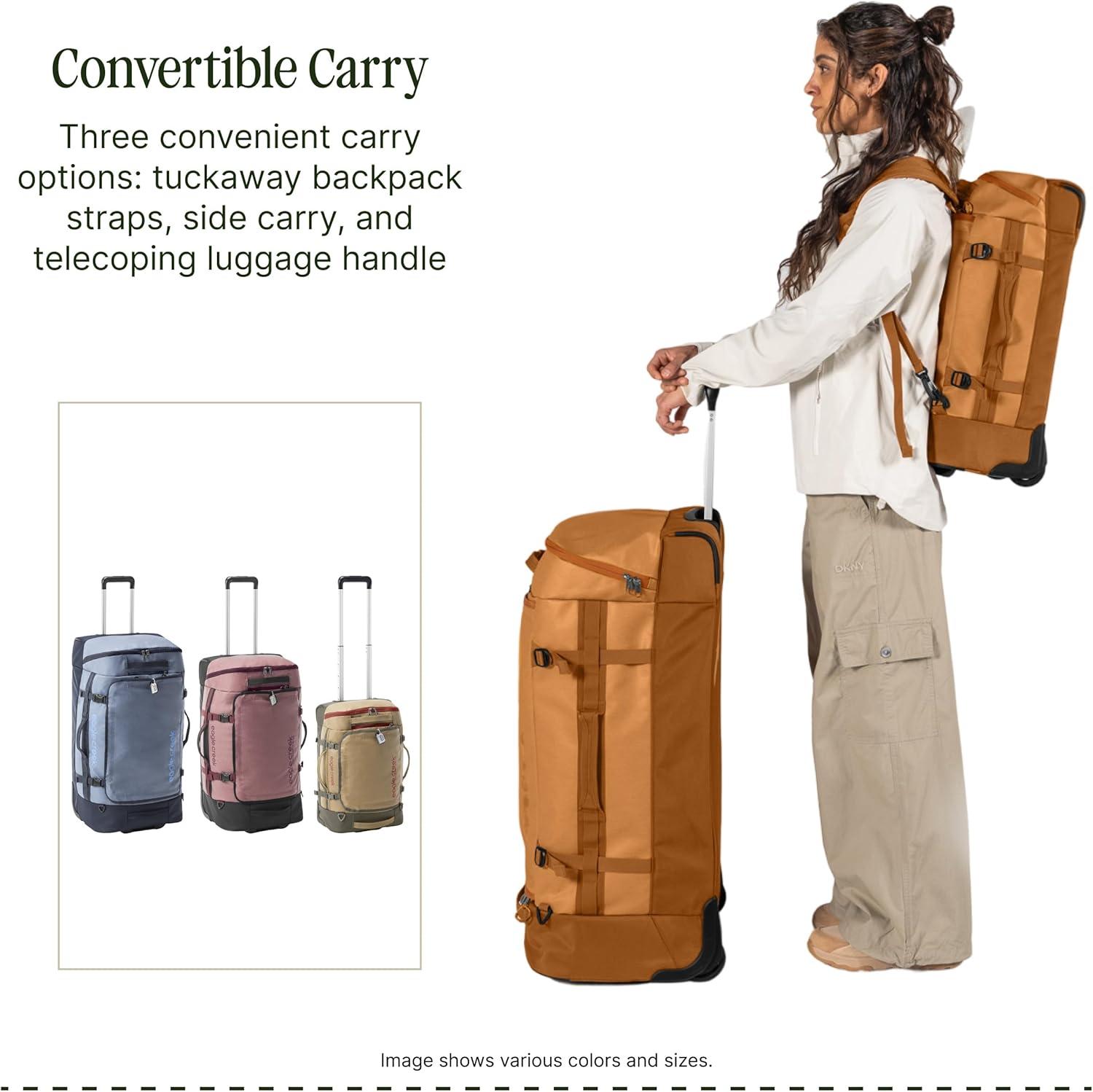 imageEagle Creek Cargo Hauler XT Wheeled Duffel Wheeled Backpack Duffel Deployable Backpack Straps Lockable ULid ampamp Easy Access Compartment 32quot Glacier BlueGlacier Blue