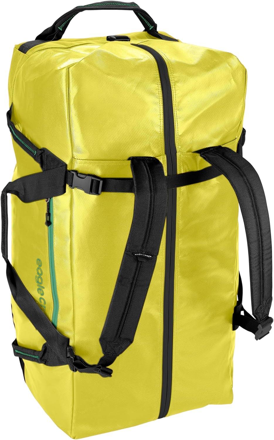 imageEagle Creek Migrate 110L Wheeled Duffel Bag Durable WeatherResistant Travel Duffel with Smooth Wheels Multiple Carry Options for Easy Transport Rush BlueYellow