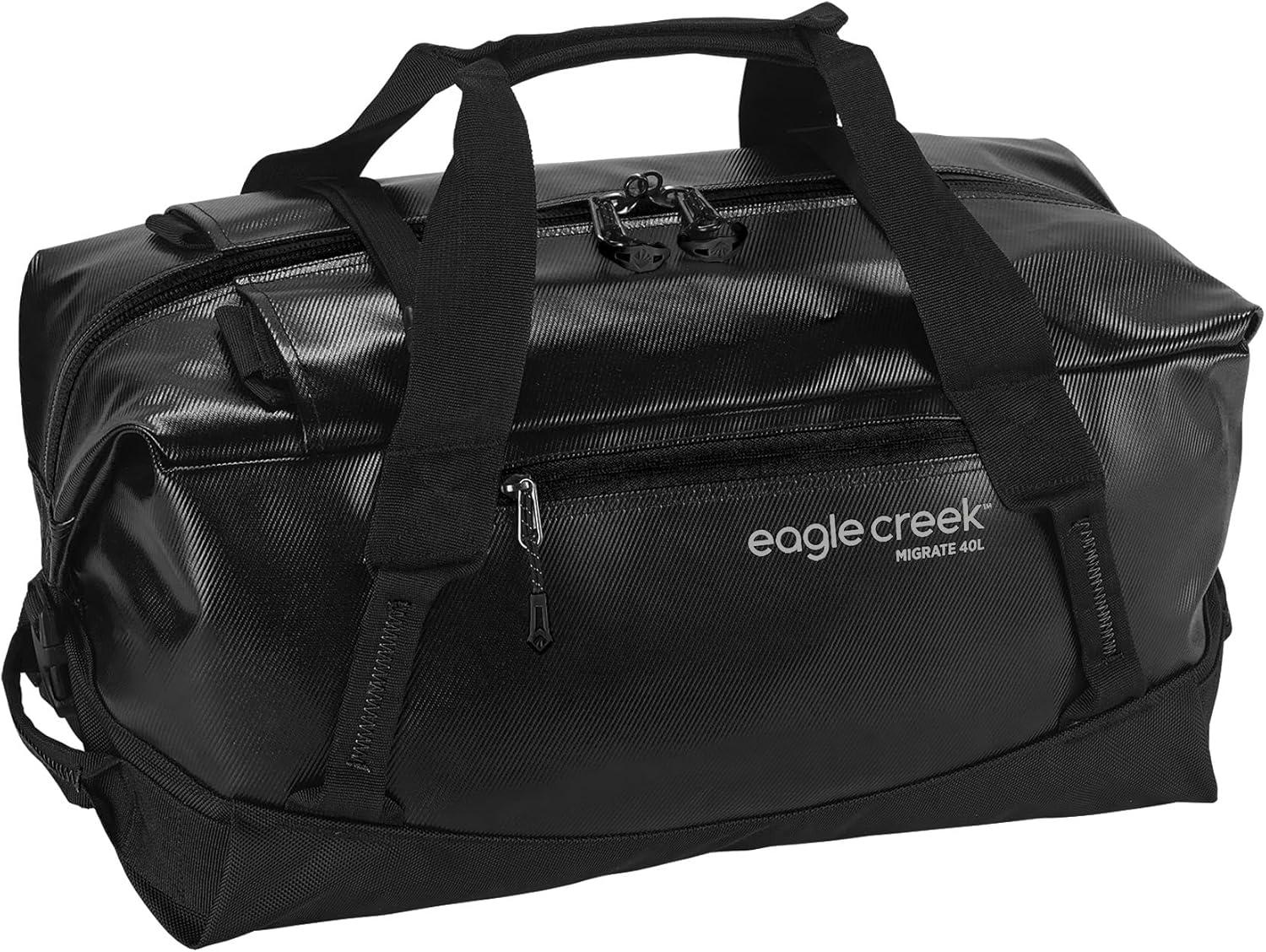 imageEagle Creek Migrate 40L Duffel Bag Lightweight Durable Travel Duffel WeatherResistant Fabric Comfortable Shoulder Straps Perfect for Weekend GetawaysMidnight Black