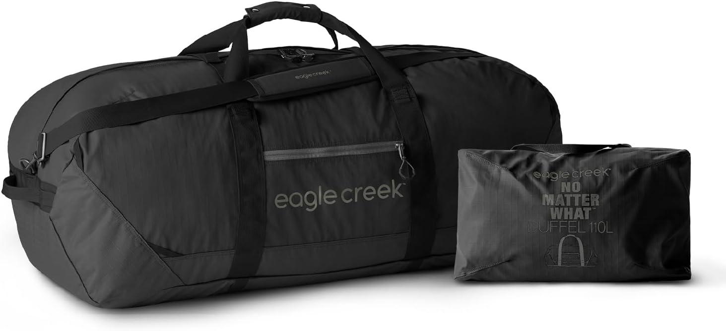 imageEagle Creek No Matter What Duffel Bag Eco Friendly Duffel for Sustainable Travel Adjustable Shoulder Strap Multiple Carry Options Easy to Store Black 110L