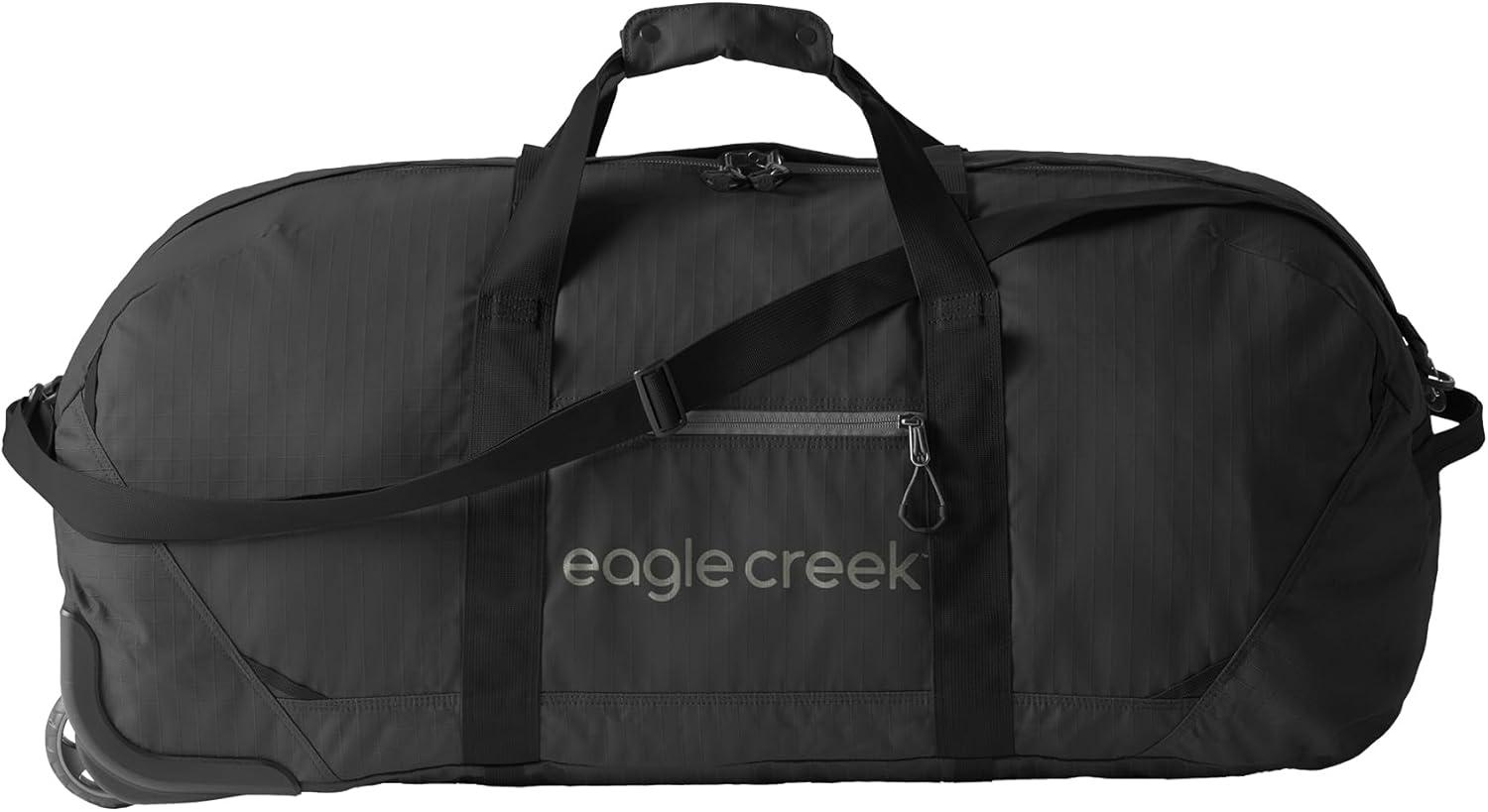 imageEagle Creek No Matter What Rolling Duffel Durable Rolling Bag for Travel Adjustable Shoulder Strap Heavy Duty Wheels Lockable Zippers Multiple Carry Options 110L Atlantic BlueBlack