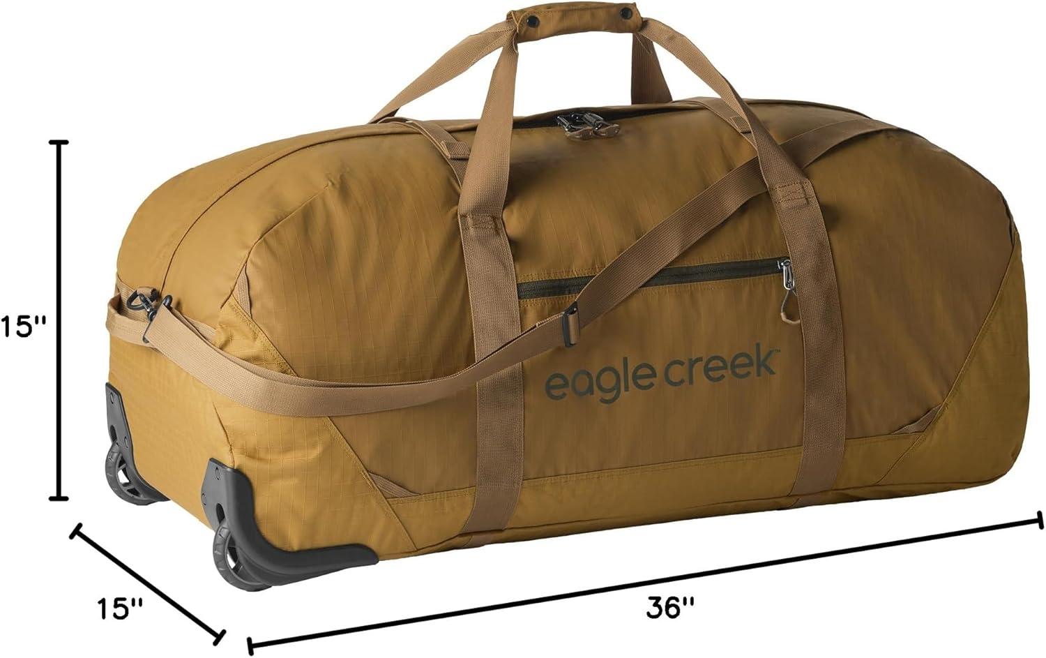imageEagle Creek No Matter What Rolling Duffel Durable Rolling Bag for Travel Adjustable Shoulder Strap Heavy Duty Wheels Lockable Zippers Multiple Carry Options 130L Safari BrownSafari Brown