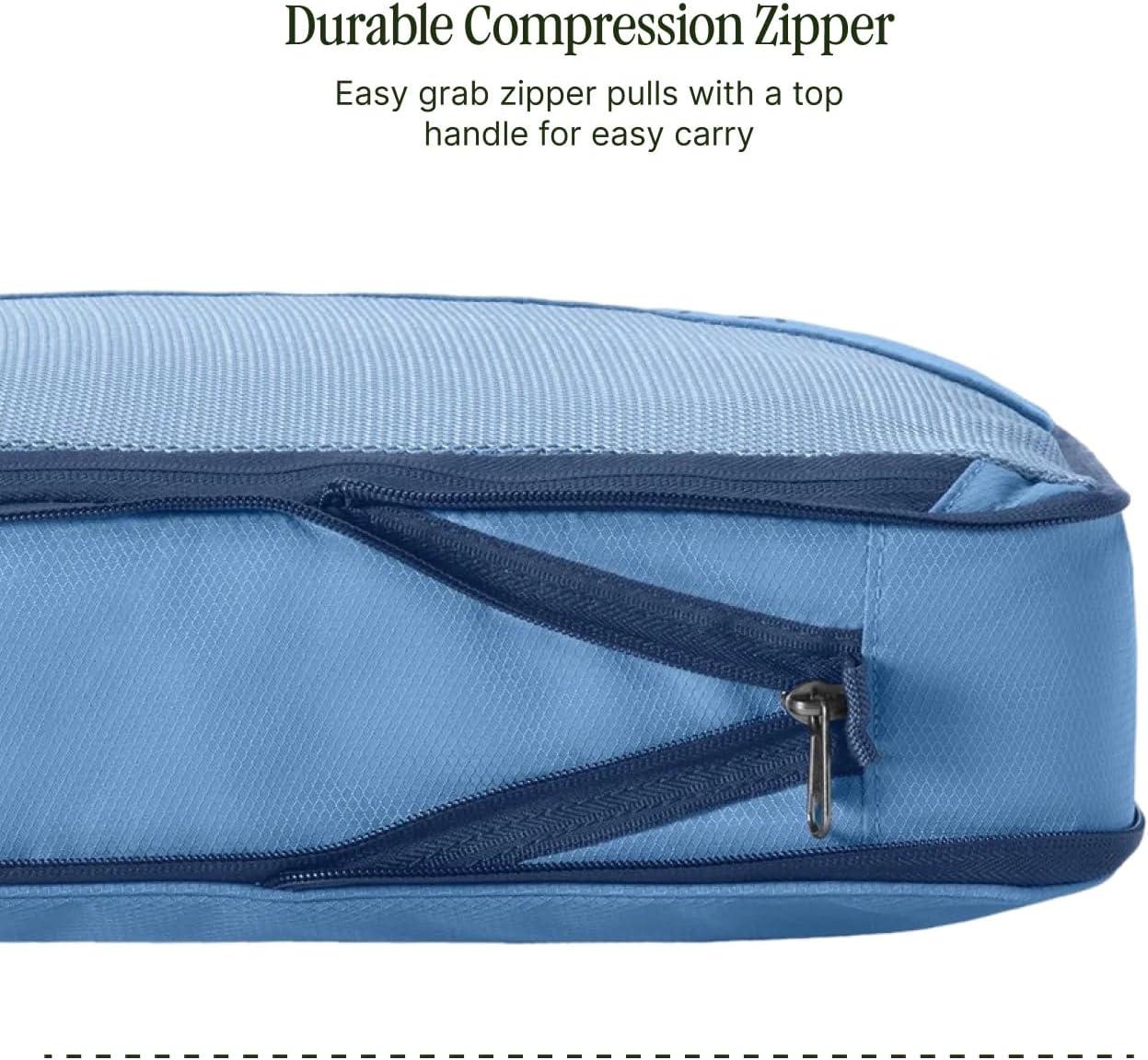 imageEagle Creek PackIt Isolate Compression Cube Lightweight Compression Cube for Optimizing Luggage Space EasyGrab Zipper Convenient Top Handle Recycled Materials MediumBlue Dawn Reveal New
