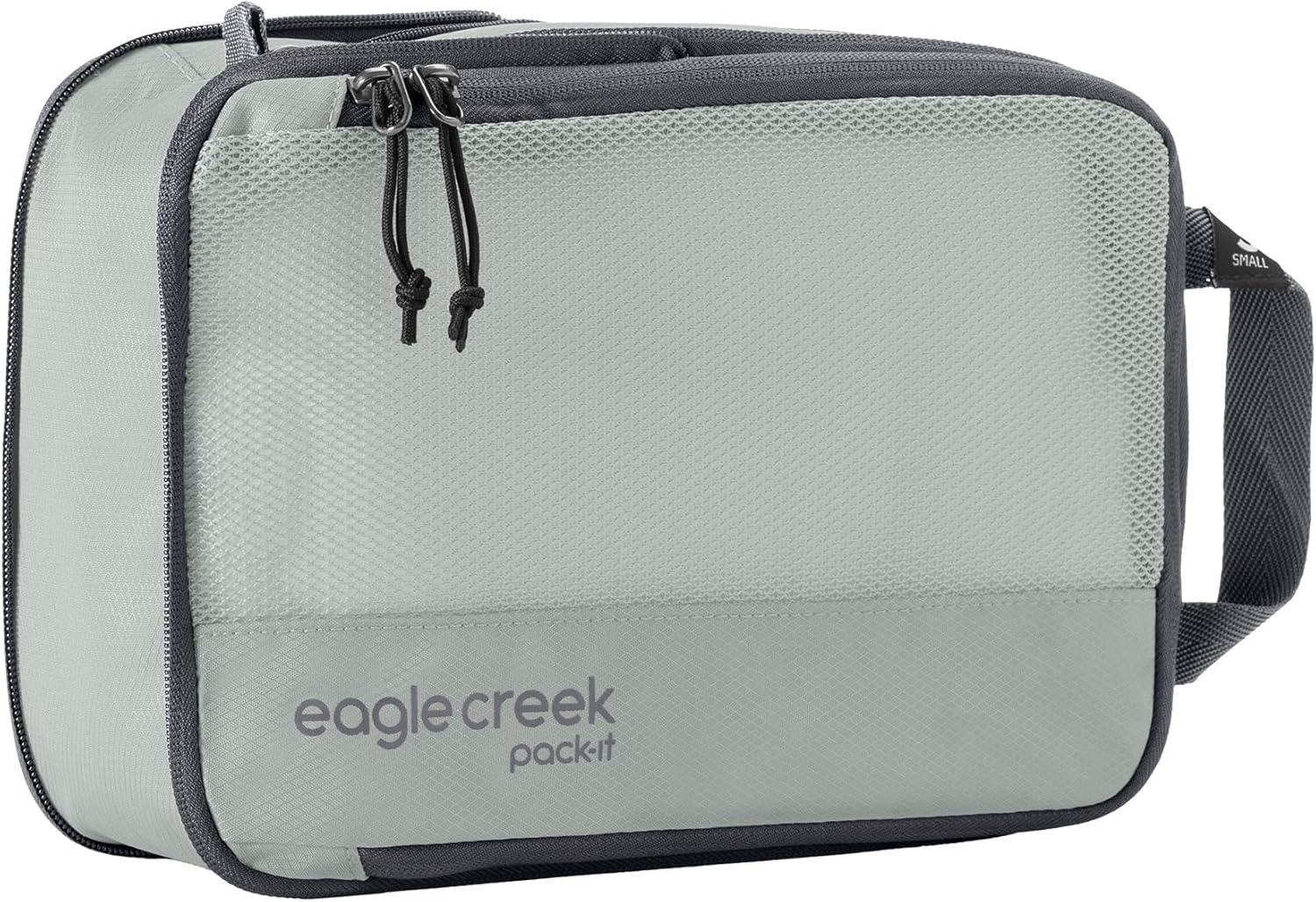 imageEagle Creek PackIt Isolate Compression Cube Lightweight Compression Cube for Optimizing Luggage Space EasyGrab Zipper Convenient Top Handle Recycled Materials MediumStorm Grey