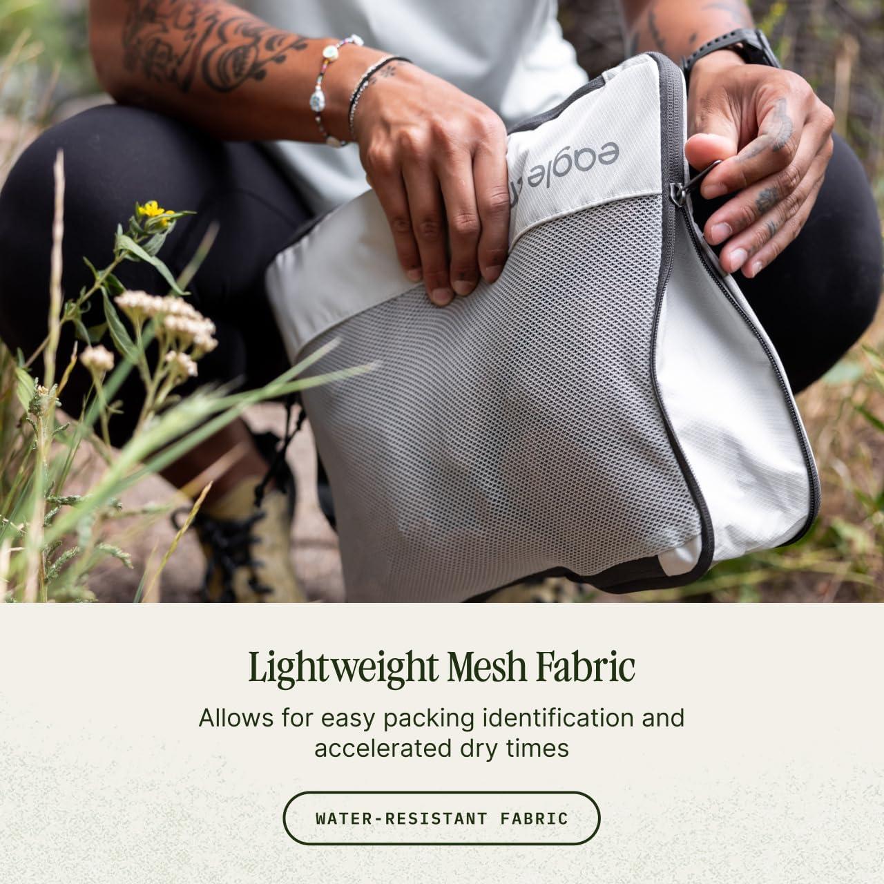 imageEagle Creek PackIt Isolate Compression Cube Lightweight Compression Cube for Optimizing Luggage Space EasyGrab Zipper Convenient Top Handle Recycled Materials MediumStorm Grey