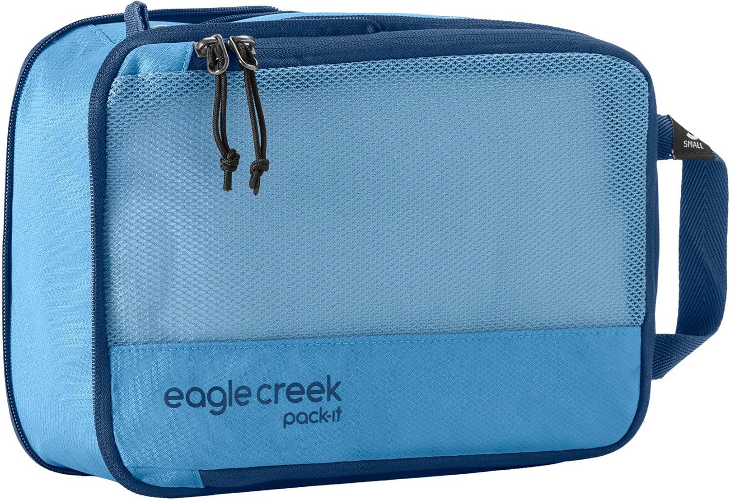 imageEagle Creek PackIt Isolate Compression Cube Lightweight Compression Cube for Optimizing Luggage Space EasyGrab Zipper Convenient Top Handle Recycled Materials MediumBlue Dawn