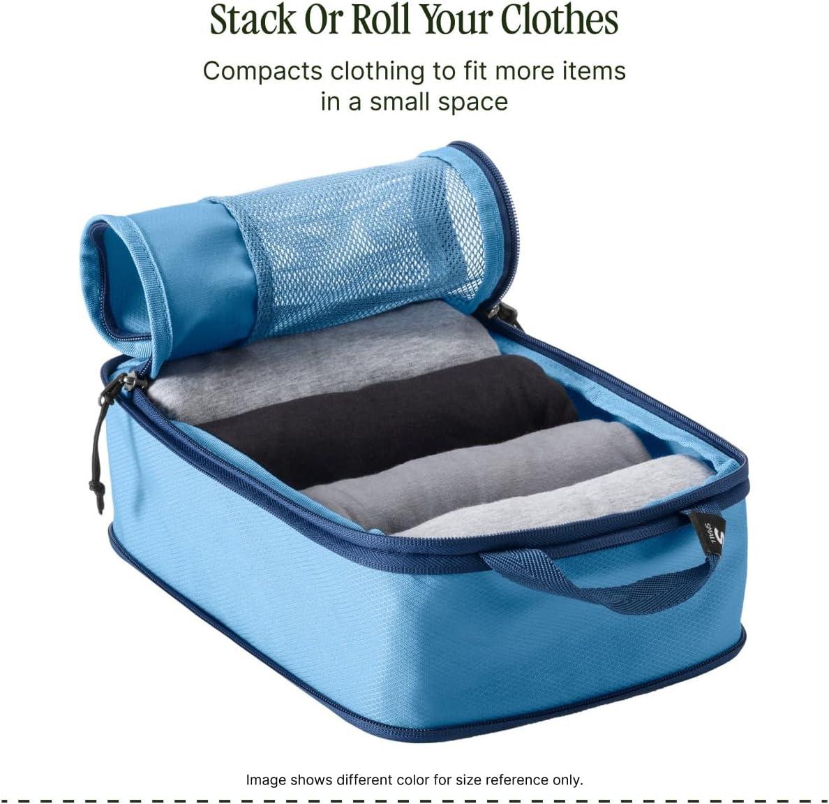 imageEagle Creek PackIt Isolate Compression Cube Lightweight Compression Cube for Optimizing Luggage Space EasyGrab Zipper Convenient Top Handle Recycled Materials MediumStorm Grey