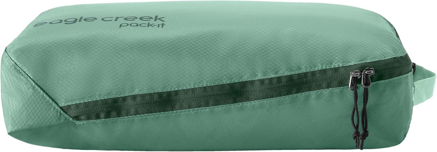 imageEagle Creek PackIt Isolate Cube Lightweight Clothes Packing Cube for Maximizing Luggage Space Angled Zippered Opening Convenient Top Handle WaterResistant Medium Blue DawnWillow Green