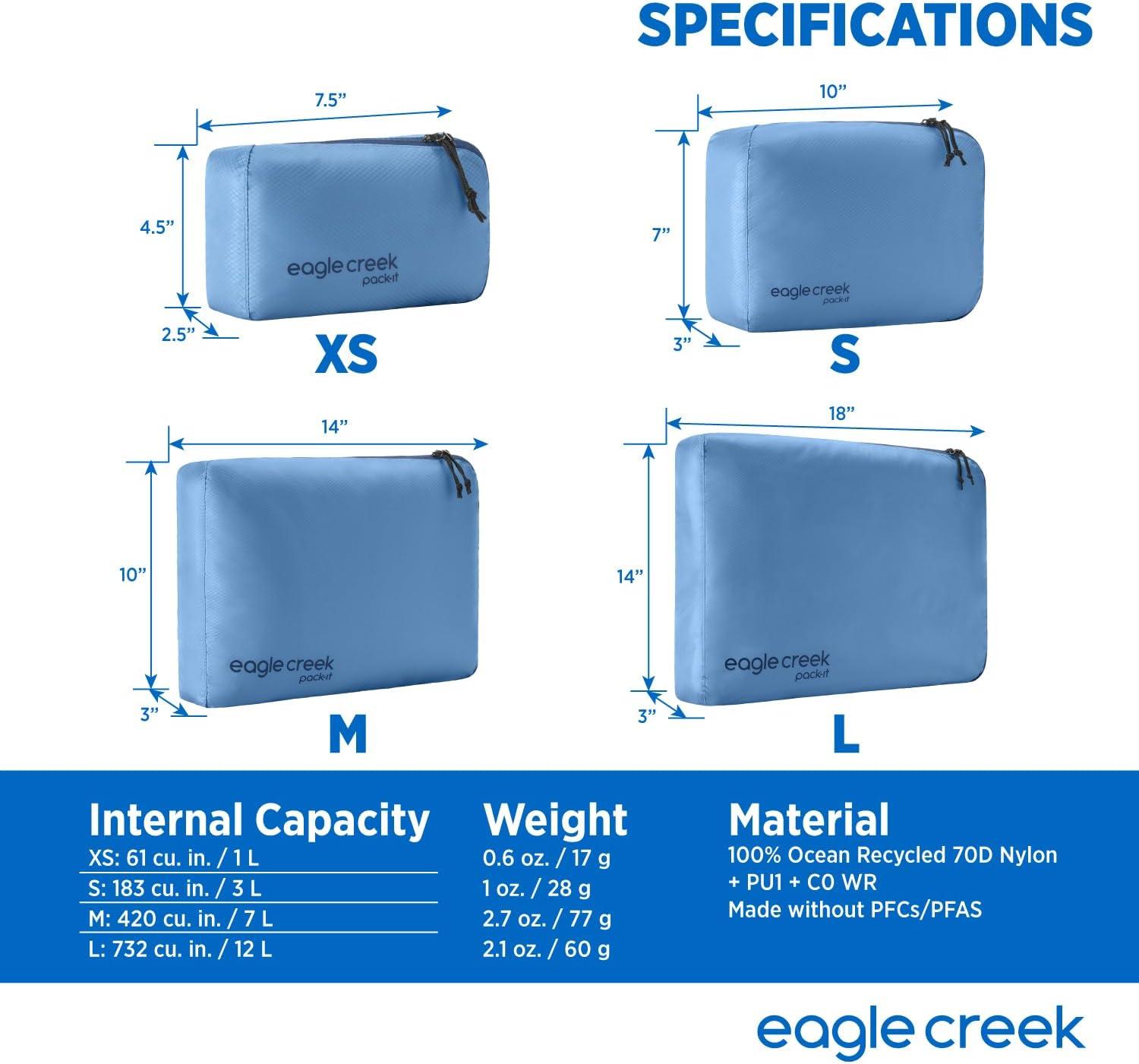 imageEagle Creek PackIt Isolate Cube Lightweight Clothes Packing Cube for Maximizing Luggage Space Angled Zippered Opening Convenient Top Handle WaterResistant Medium Blue DawnBlue Dawn