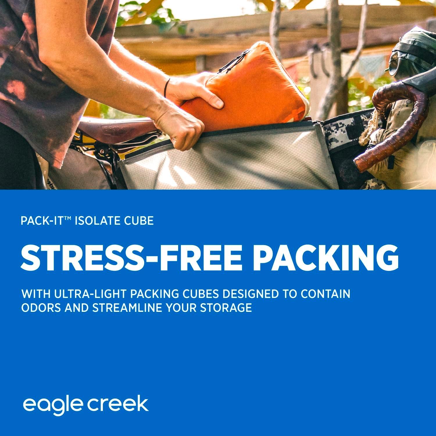 imageEagle Creek PackIt Isolate Cube Lightweight Clothes Packing Cube for Maximizing Luggage Space Angled Zippered Opening Convenient Top Handle WaterResistant Medium Blue DawnBlue Dawn