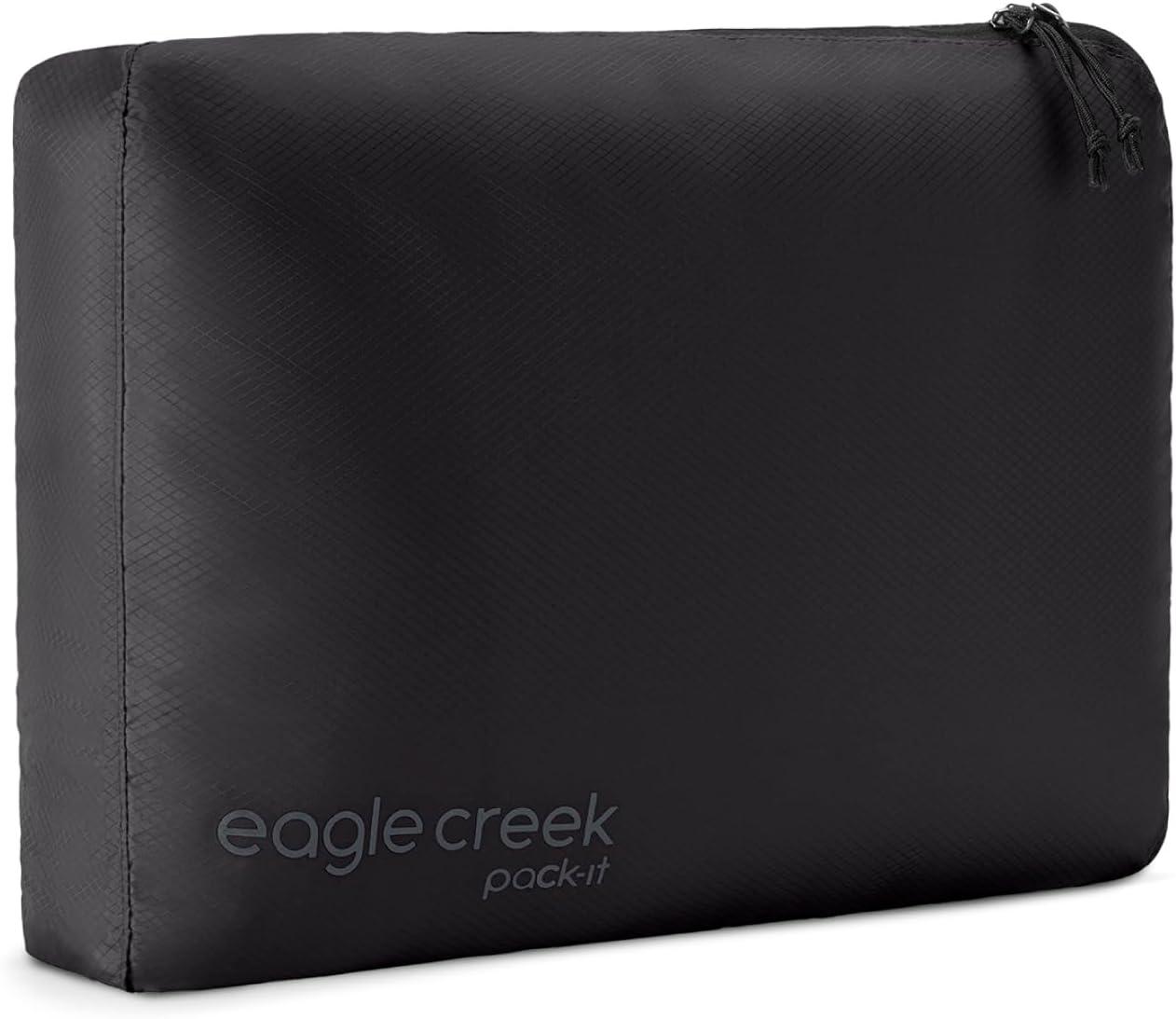 imageEagle Creek PackIt Isolate Cube Lightweight Clothes Packing Cube for Maximizing Luggage Space Angled Zippered Opening Convenient Top Handle WaterResistant Medium Blue DawnBlack