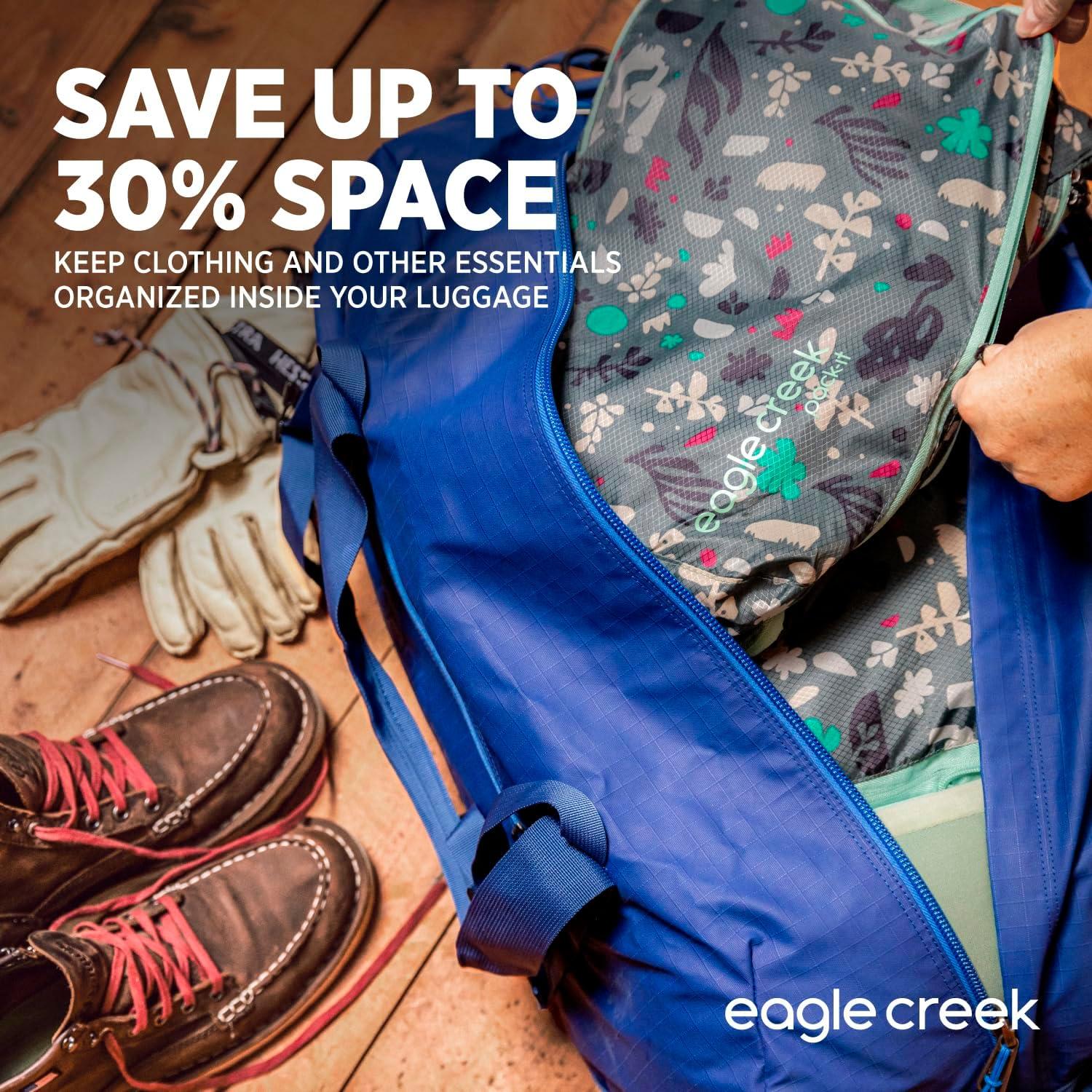 imageEagle Creek PackIt Isolate Cube Lightweight Clothes Packing Cube for Maximizing Luggage Space Angled Zippered Opening Convenient Top Handle WaterResistant Medium Blue DawnBlue Dawn