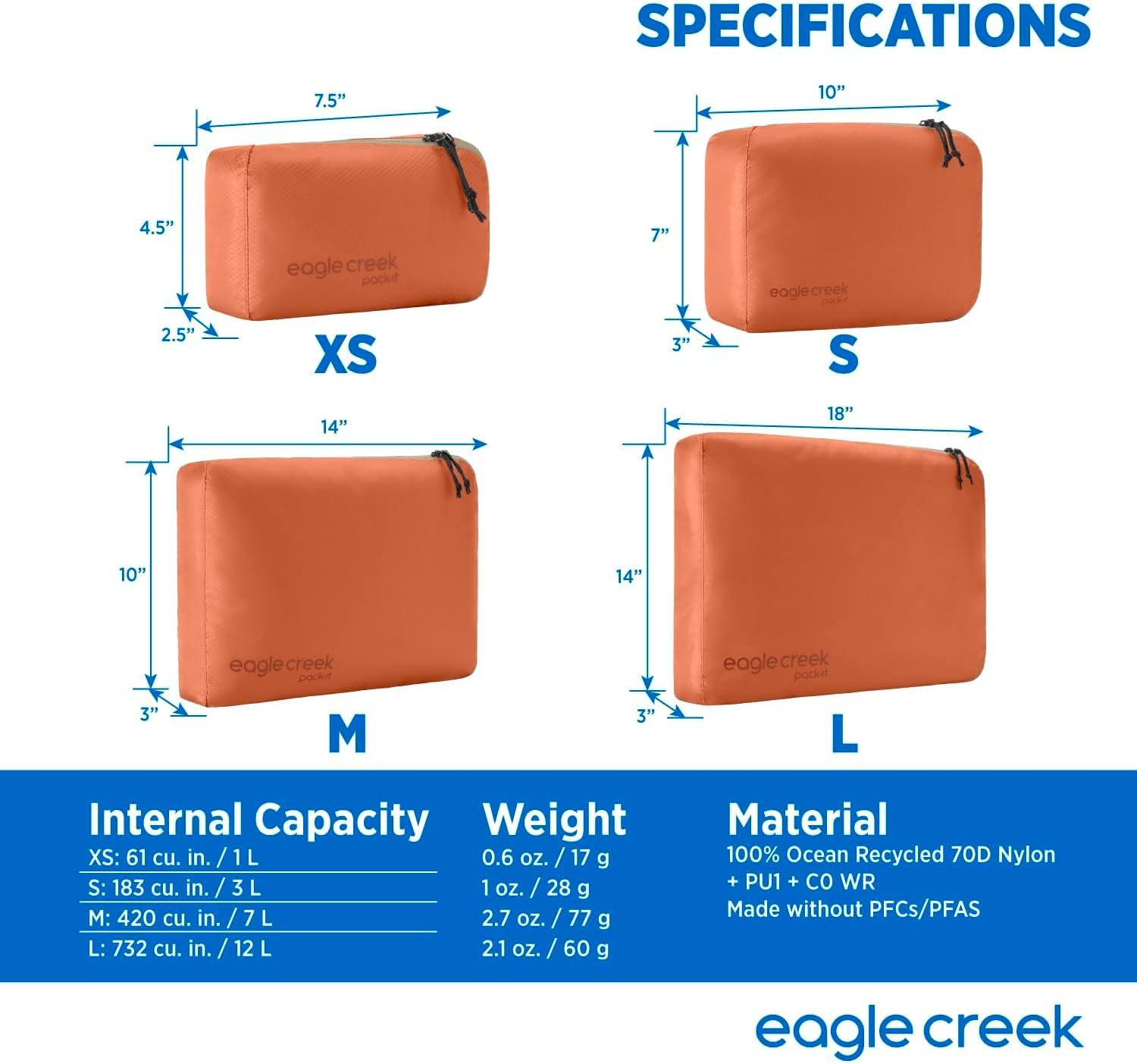imageEagle Creek PackIt Isolate Cube Lightweight Clothes Packing Cube for Maximizing Luggage Space Angled Zippered Opening Convenient Top Handle WaterResistant Medium Blue DawnMandarin