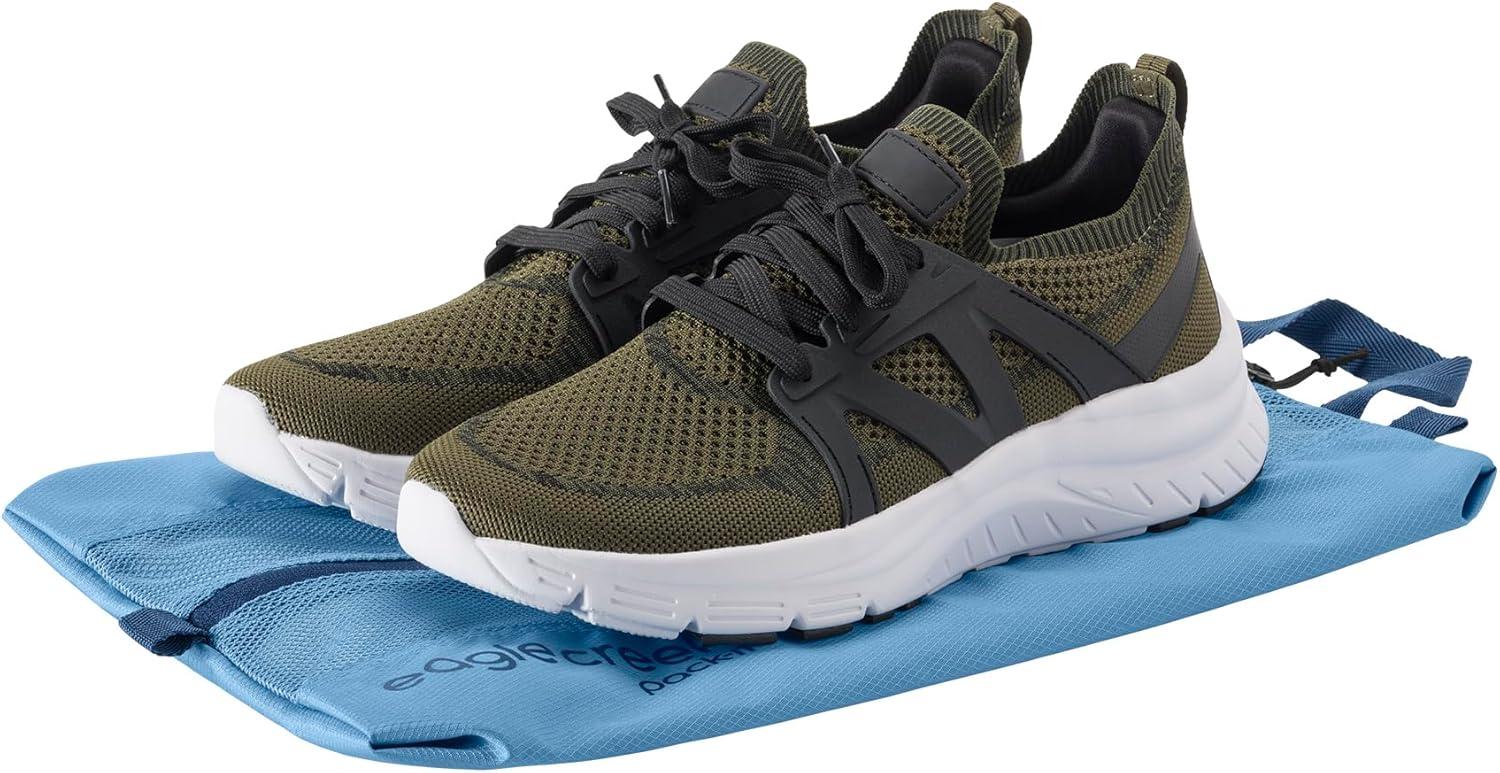imageEagle Creek PackIt Isolate Shoe Sack Shoe Bags for Travel with Durable Breathable EasyView Mesh Top QuickGrab Handle ampamp OutofBag Attachment Roots and Shoots Duck Green Isolate NewBlue Dawn Reveal New