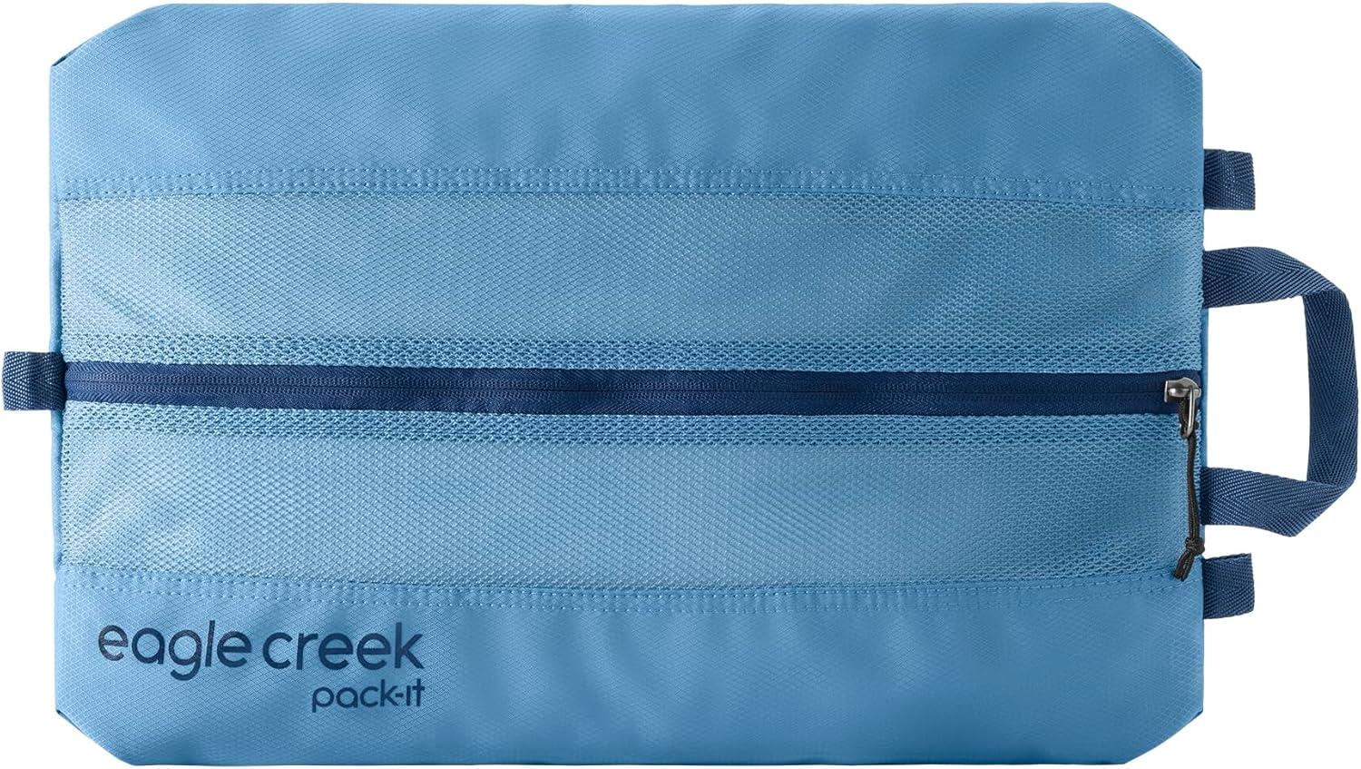 imageEagle Creek PackIt Isolate Shoe Sack Shoe Bags for Travel with Durable Breathable EasyView Mesh Top QuickGrab Handle ampamp OutofBag Attachment Roots and Shoots Duck Green Isolate NewBlue Dawn Reveal New