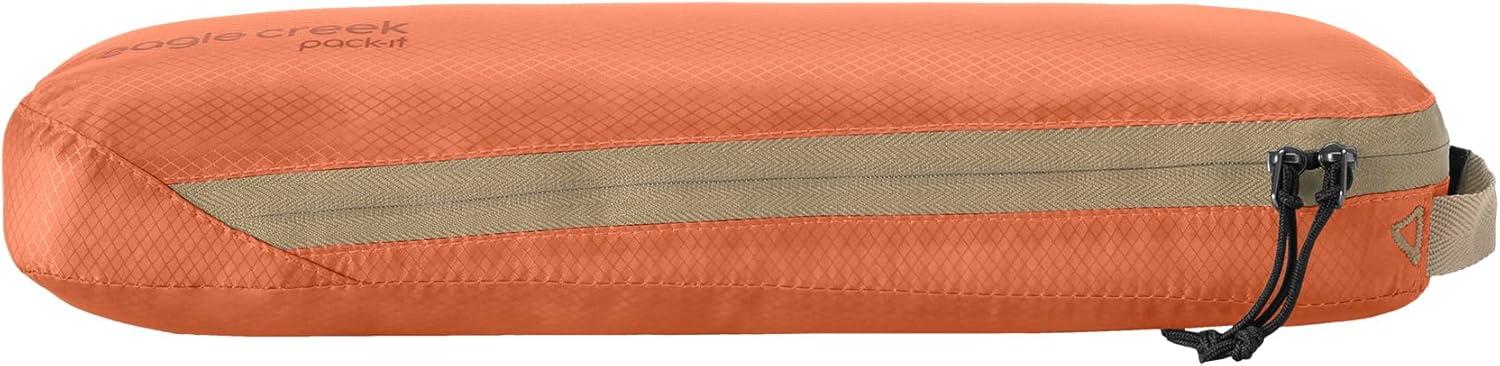 imageEagle Creek PackIt Isolate Slim Cube Compact Travel Organizer for Versatile Packing of Small Items Angled Zipper Opening EcoFriendly Convenient Top Handle Medium MandarinMandarin