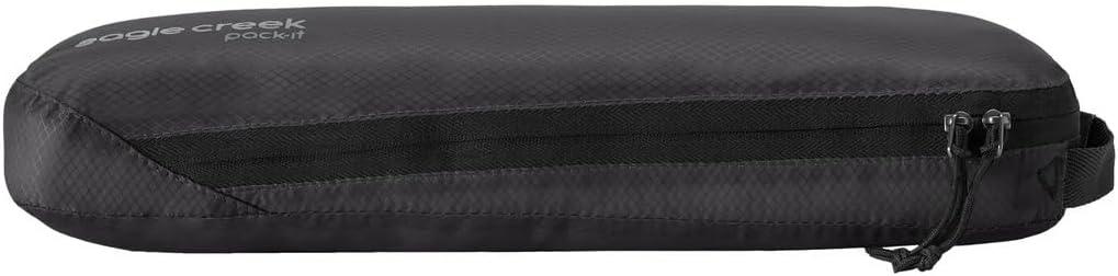 imageEagle Creek PackIt Isolate Slim Cube Compact Travel Organizer for Versatile Packing of Small Items Angled Zipper Opening EcoFriendly Convenient Top Handle Medium MandarinBlack Isolate New