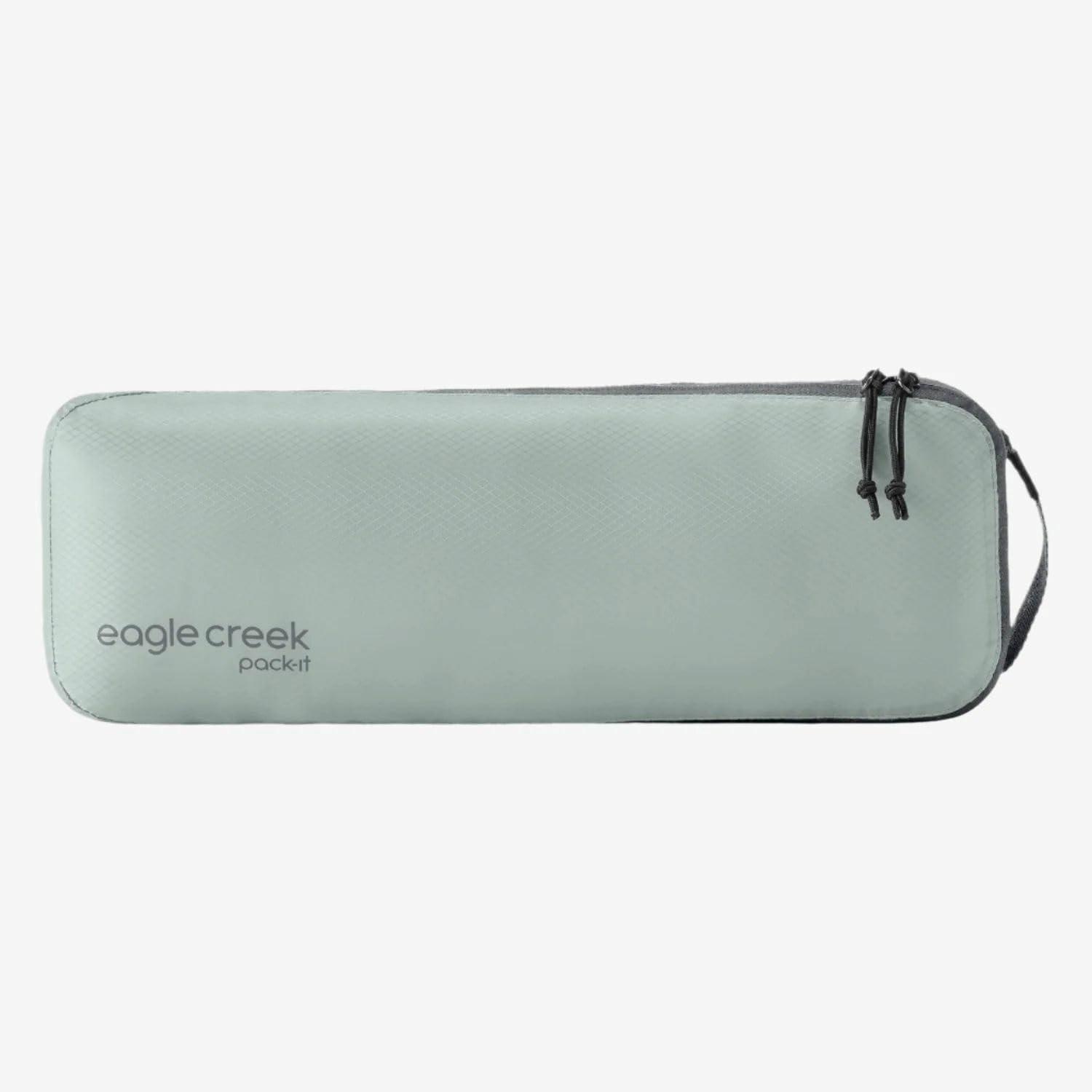 imageEagle Creek PackIt Isolate Slim Cube Compact Travel Organizer for Versatile Packing of Small Items Angled Zipper Opening EcoFriendly Convenient Top Handle Medium MandarinGrey