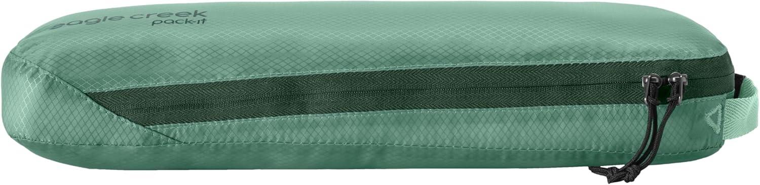 imageEagle Creek PackIt Isolate Slim Cube Compact Travel Organizer for Versatile Packing of Small Items Angled Zipper Opening EcoFriendly Convenient Top Handle Medium MandarinGreen