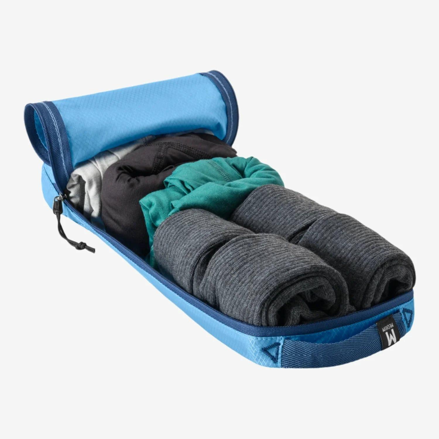 imageEagle Creek PackIt Isolate Slim Cube Compact Travel Organizer for Versatile Packing of Small Items Angled Zipper Opening EcoFriendly Convenient Top Handle Medium MandarinBlue