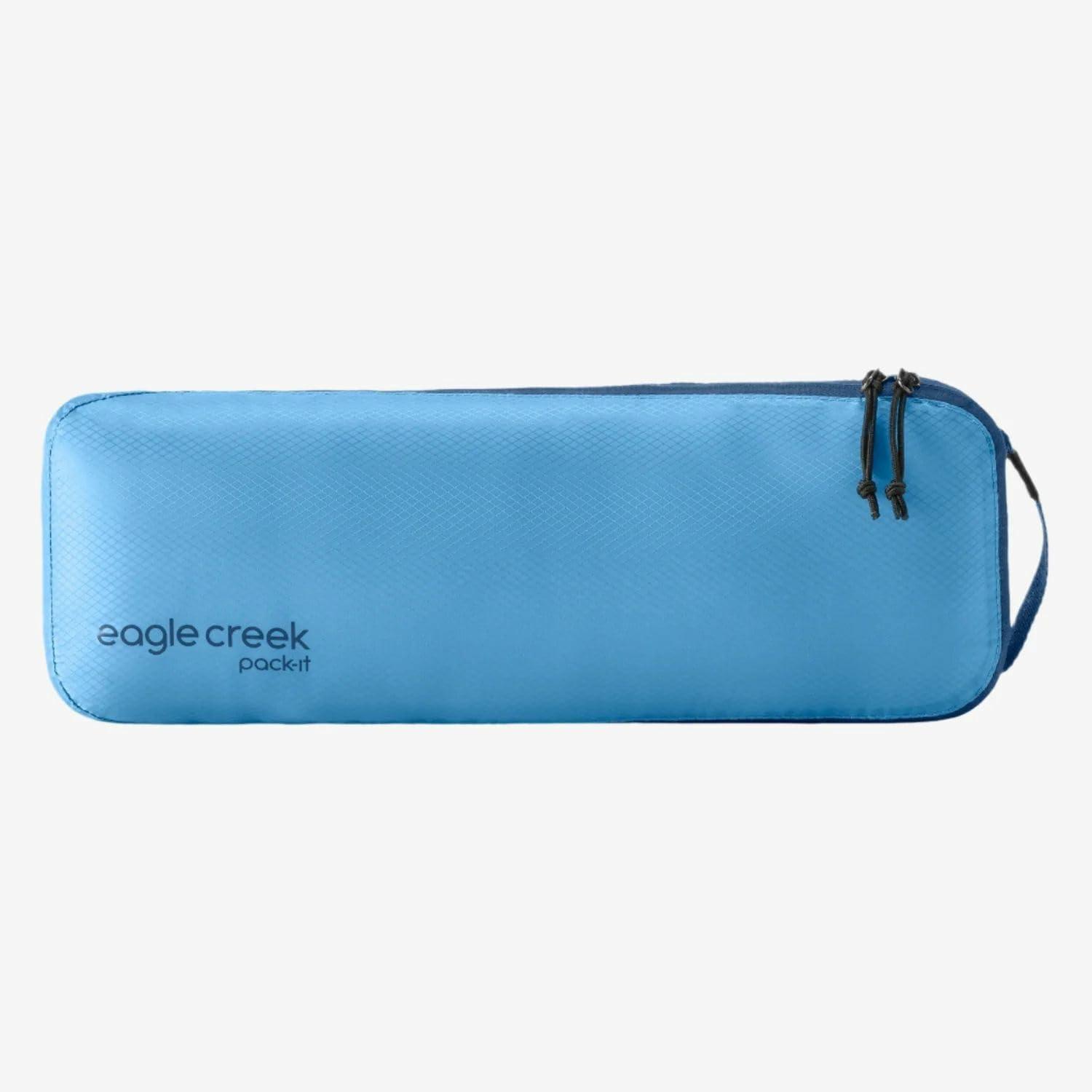 imageEagle Creek PackIt Isolate Slim Cube Compact Travel Organizer for Versatile Packing of Small Items Angled Zipper Opening EcoFriendly Convenient Top Handle Medium MandarinBlue