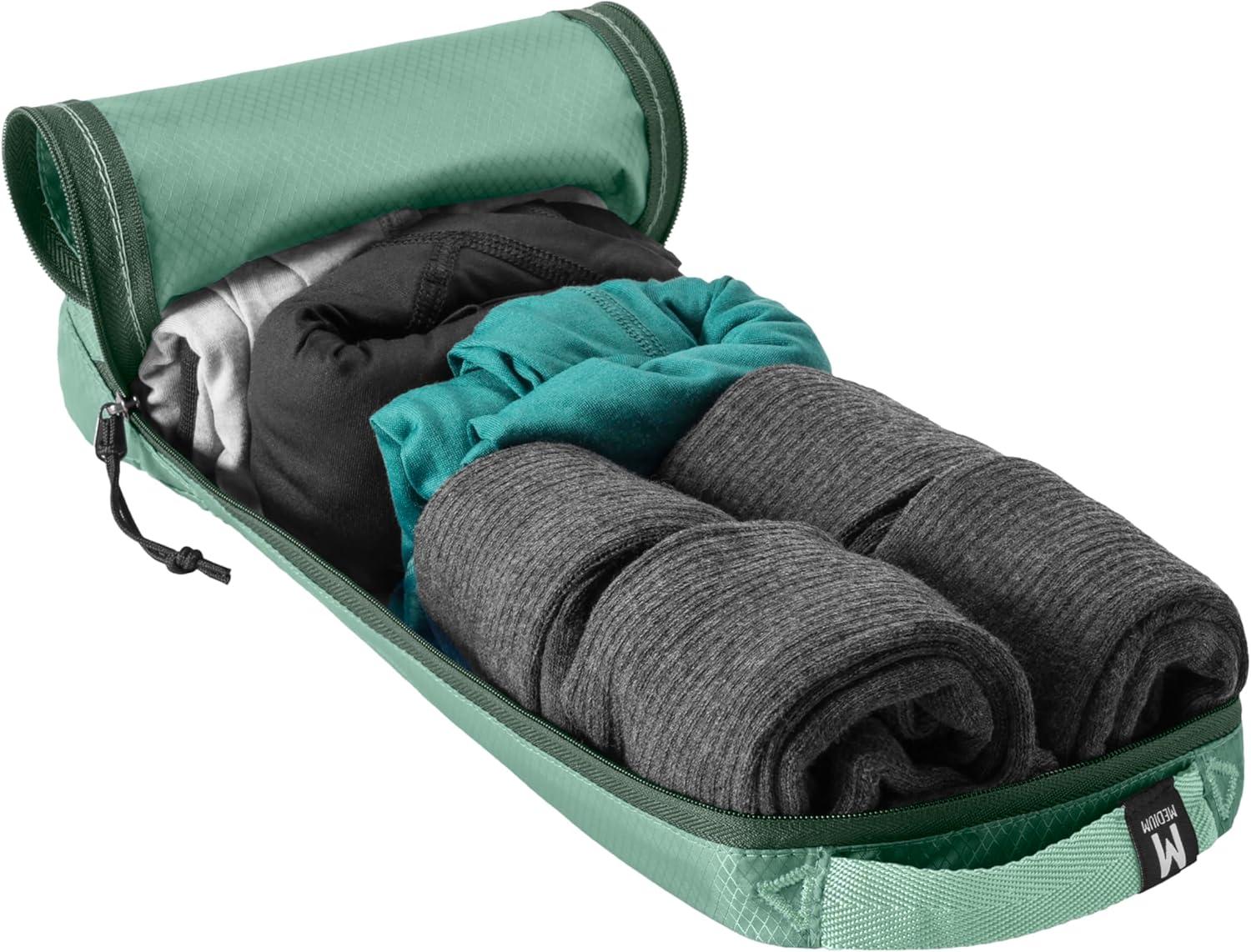 imageEagle Creek PackIt Isolate Slim Cube Compact Travel Organizer for Versatile Packing of Small Items Angled Zipper Opening EcoFriendly Convenient Top Handle Medium MandarinGreen