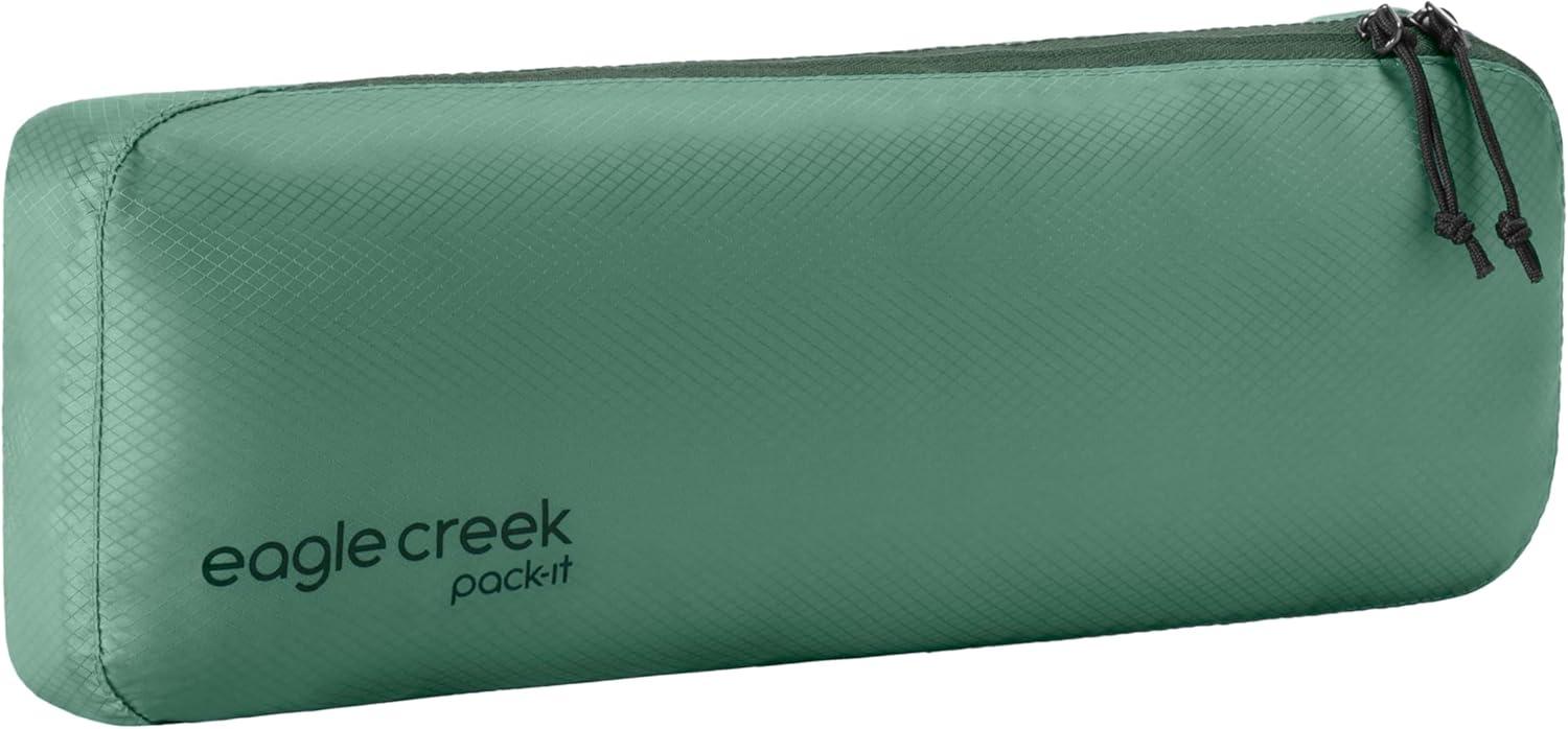 imageEagle Creek PackIt Isolate Slim Cube Compact Travel Organizer for Versatile Packing of Small Items Angled Zipper Opening EcoFriendly Convenient Top Handle Medium MandarinGreen
