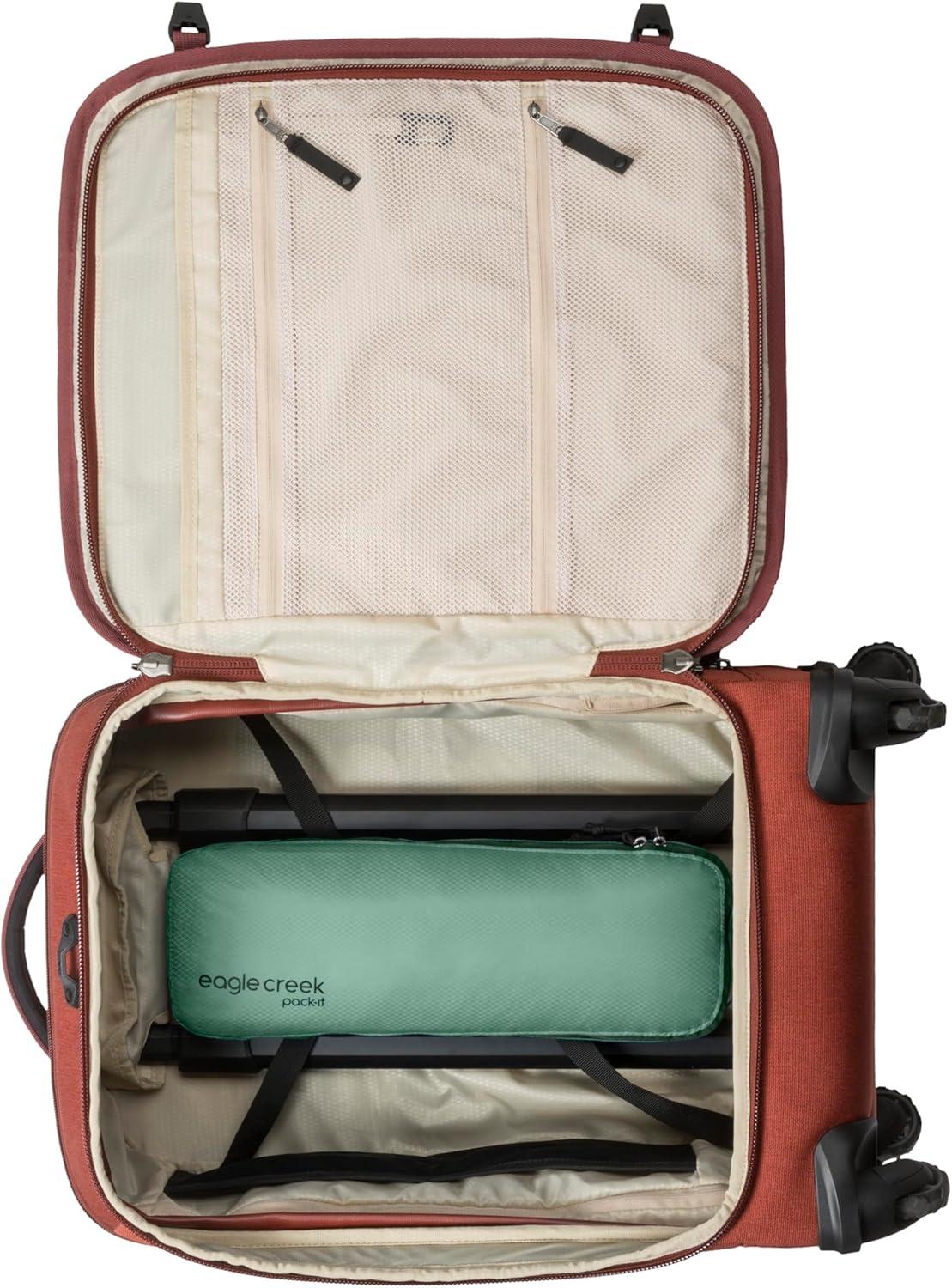 imageEagle Creek PackIt Isolate Slim Cube Compact Travel Organizer for Versatile Packing of Small Items Angled Zipper Opening EcoFriendly Convenient Top Handle Medium MandarinGreen