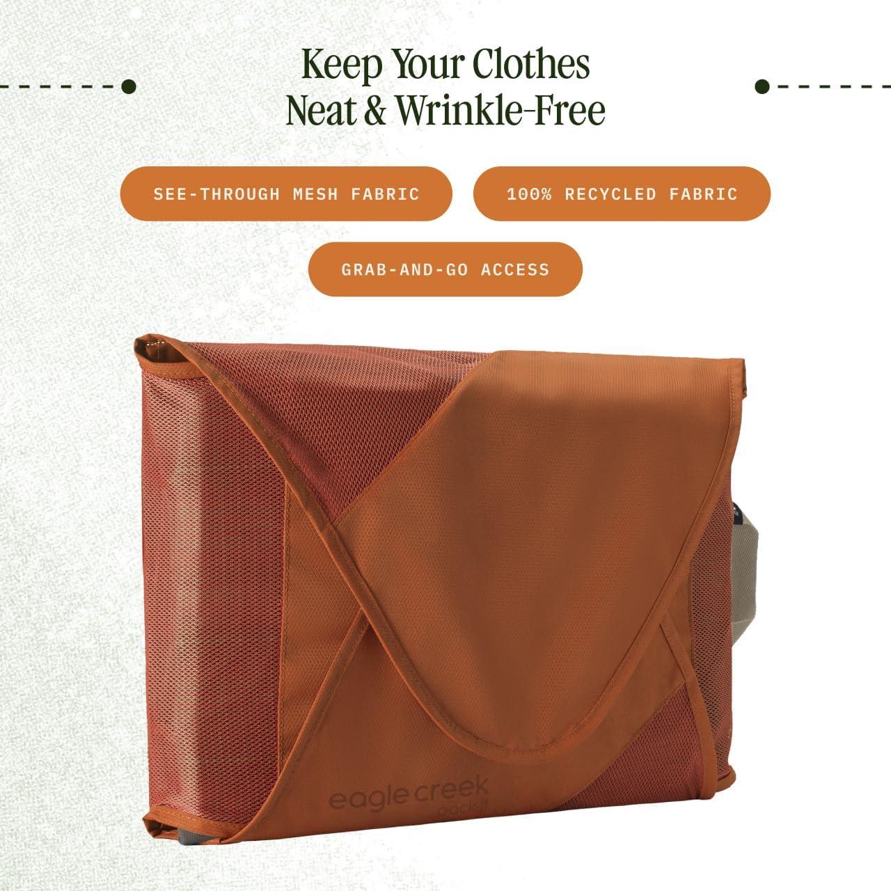 imageEagle Creek PackIt Original Garment Folder Travel Garment Bag with Compression Wings to Maximize Luggage Space Convenient Top Handle Quick Drying Material Willow Green LargeMandarin