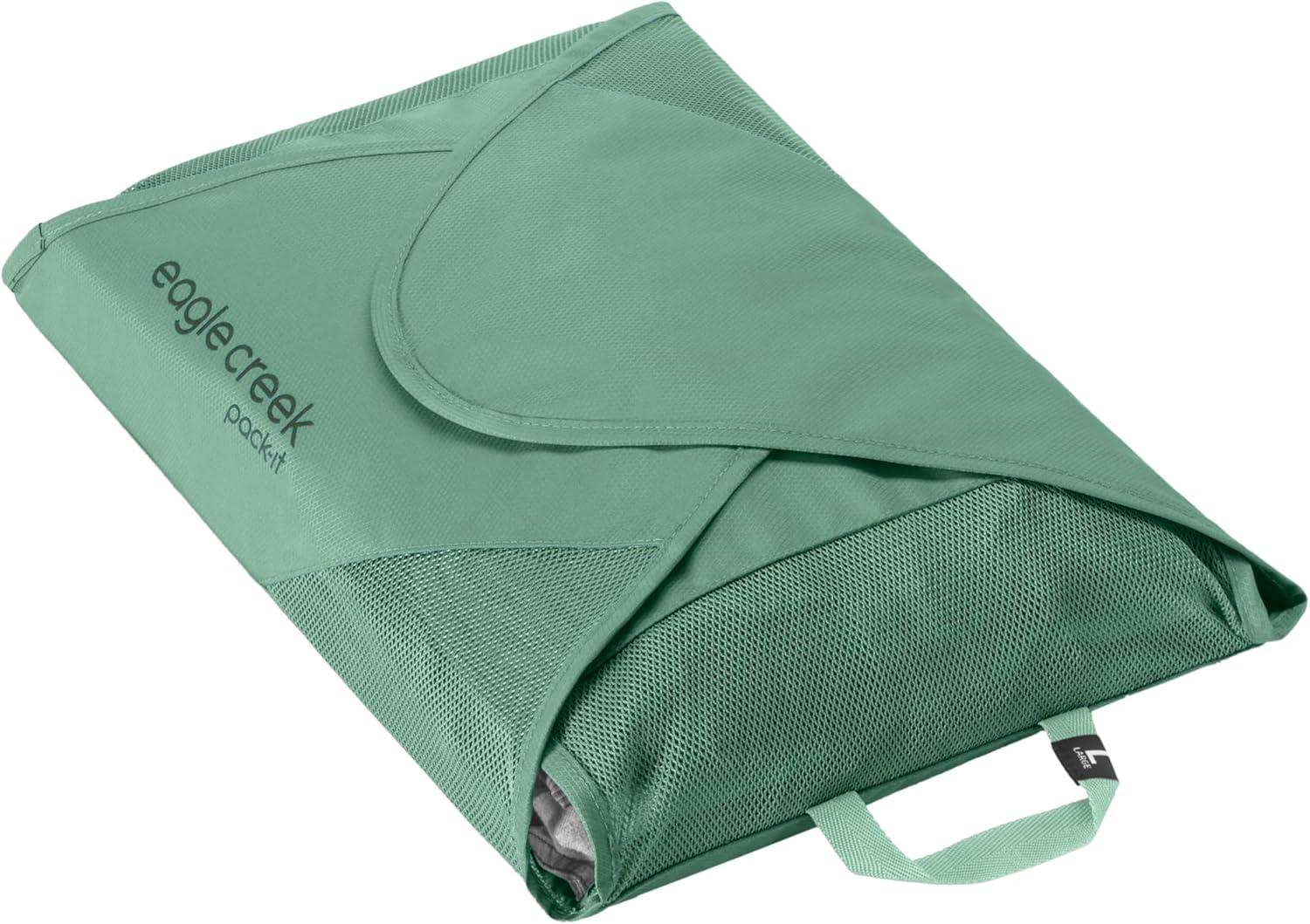 imageEagle Creek PackIt Original Garment Folder Travel Garment Bag with Compression Wings to Maximize Luggage Space Convenient Top Handle Quick Drying Material Willow Green LargeGreen