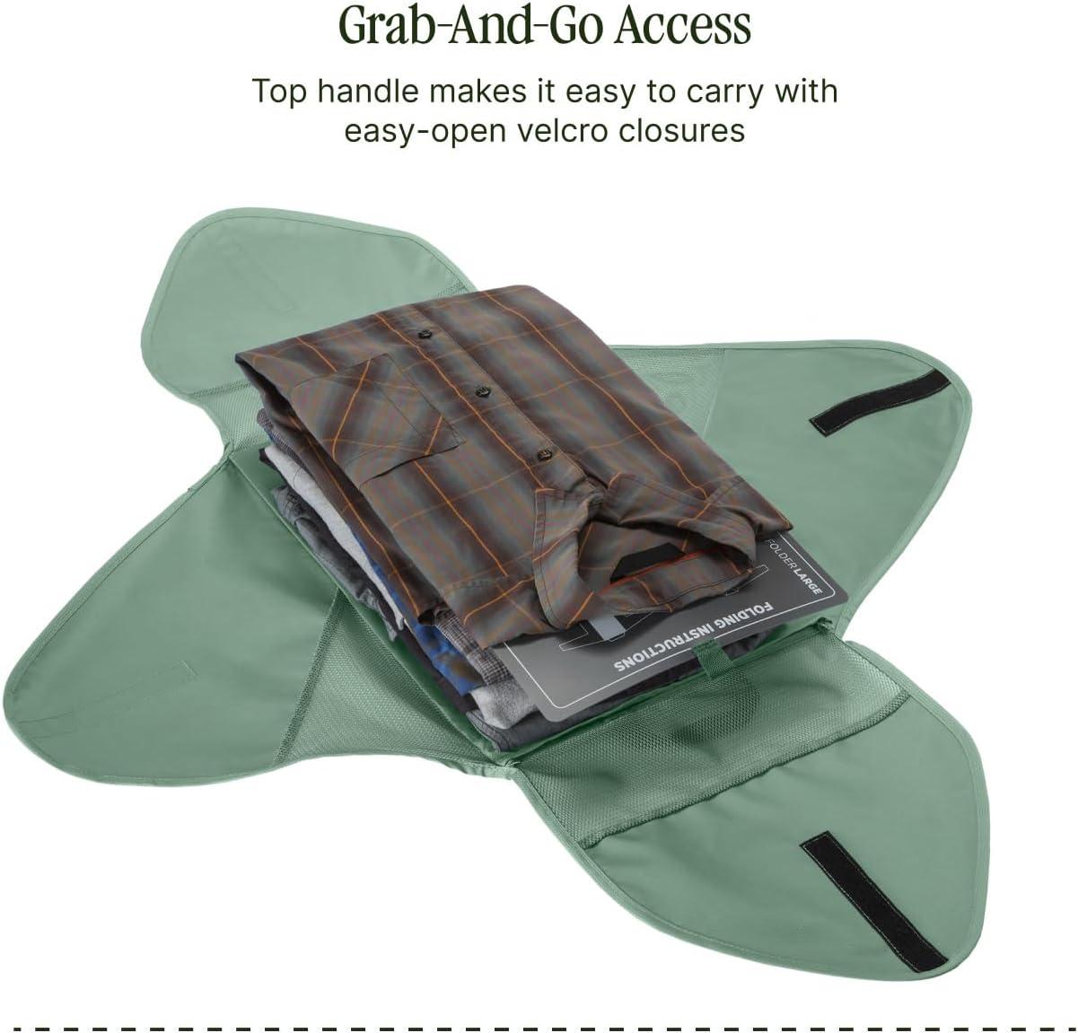 imageEagle Creek PackIt Original Garment Folder Travel Garment Bag with Compression Wings to Maximize Luggage Space Convenient Top Handle Quick Drying Material Willow Green LargeGreen