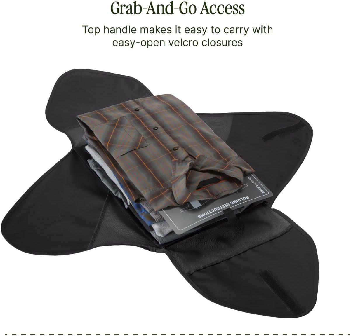 imageEagle Creek PackIt Original Garment Folder Travel Garment Bag with Compression Wings to Maximize Luggage Space Convenient Top Handle Quick Drying Material Willow Green LargeBlack