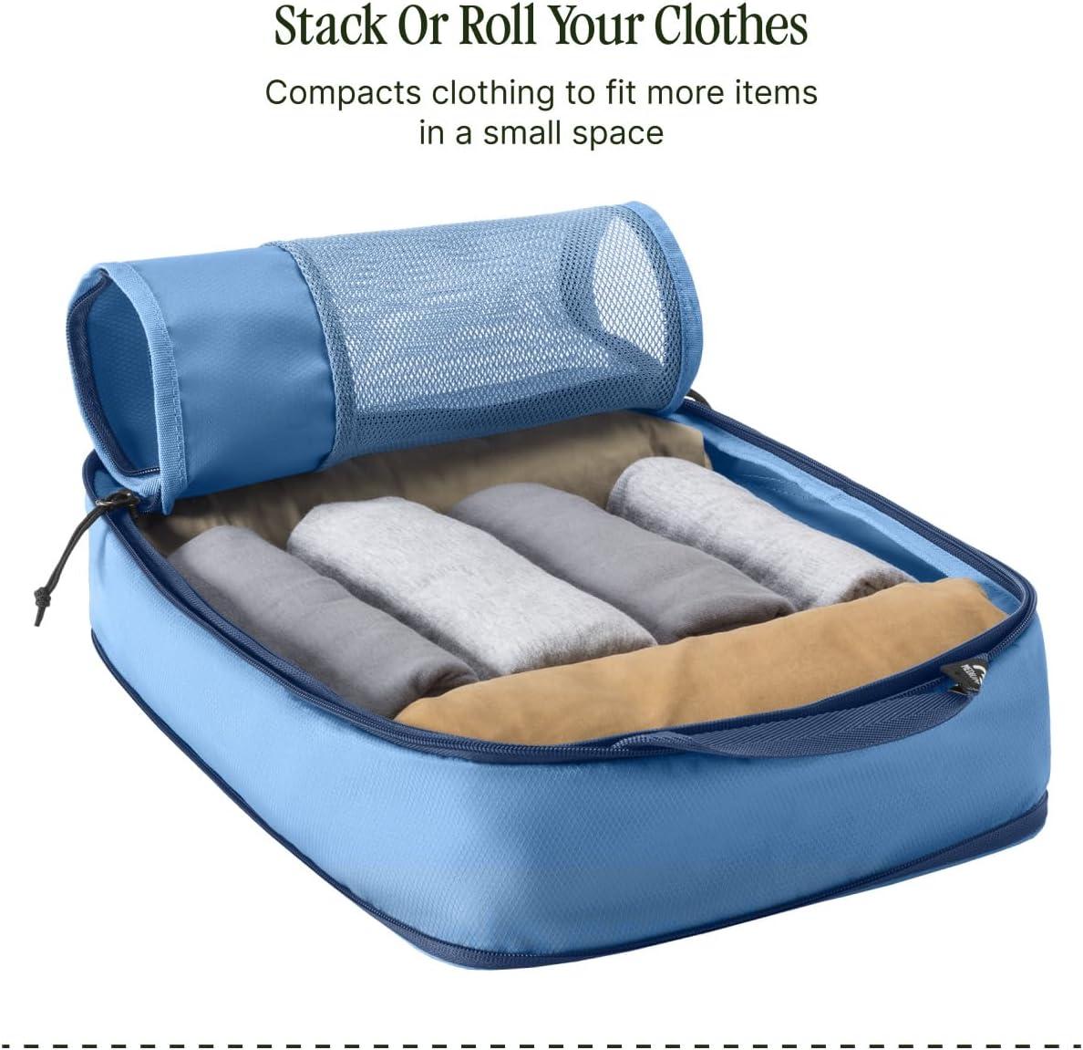 imageEagle Creek PackIt Reveal Compression Cube SM Set Lightweight EcoFriendly Stackable Compression Cubes to Optimize Luggage Space Travel Essentials Blue Dawn