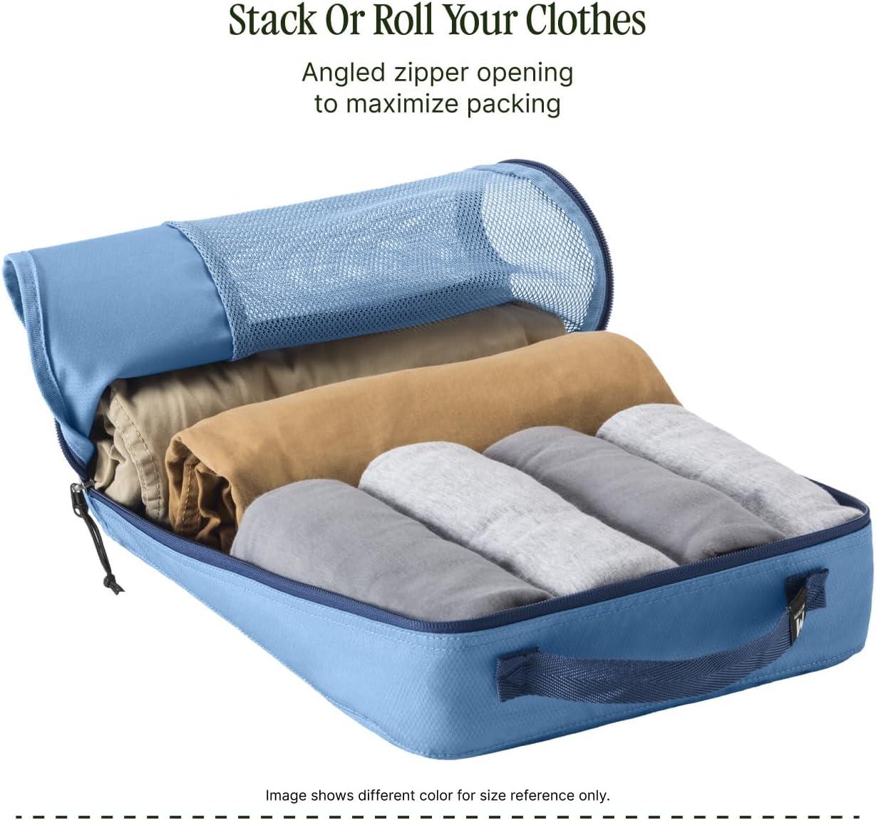 imageEagle Creek PackIt Reveal Cube Lightweight Packing Cubes for Optimizing Luggage Space Easy to Carry Translucent Fabric WaterResistant Easy Grab Zipper Medium Blue DawnBlack