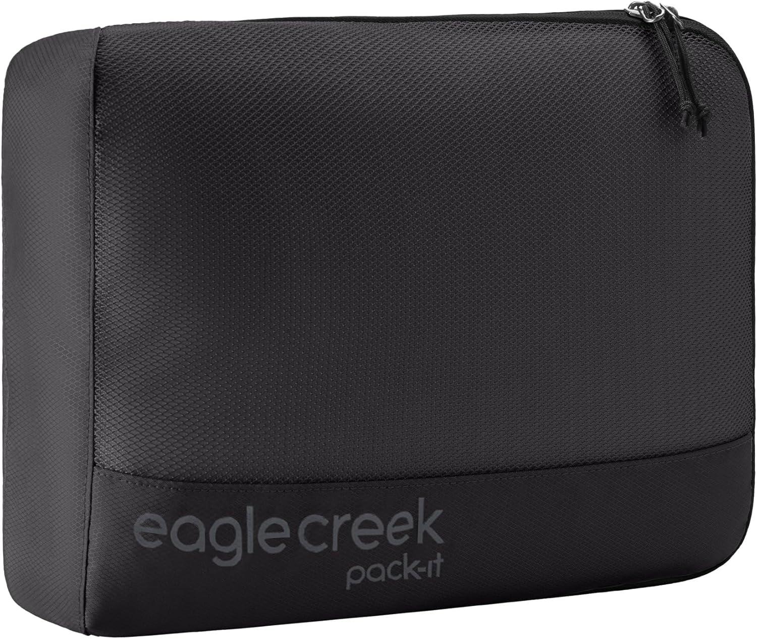 imageEagle Creek PackIt Reveal Cube Lightweight Packing Cubes for Optimizing Luggage Space Easy to Carry Translucent Fabric WaterResistant Easy Grab Zipper Medium Blue DawnBlack