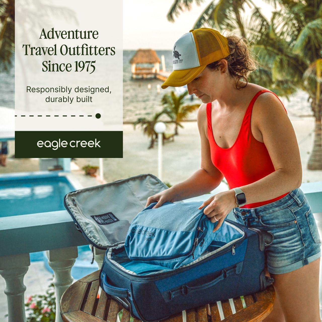 imageEagle Creek PackIt Reveal Cube Lightweight Packing Cubes for Optimizing Luggage Space Easy to Carry Translucent Fabric WaterResistant Easy Grab Zipper Medium Blue DawnBlack