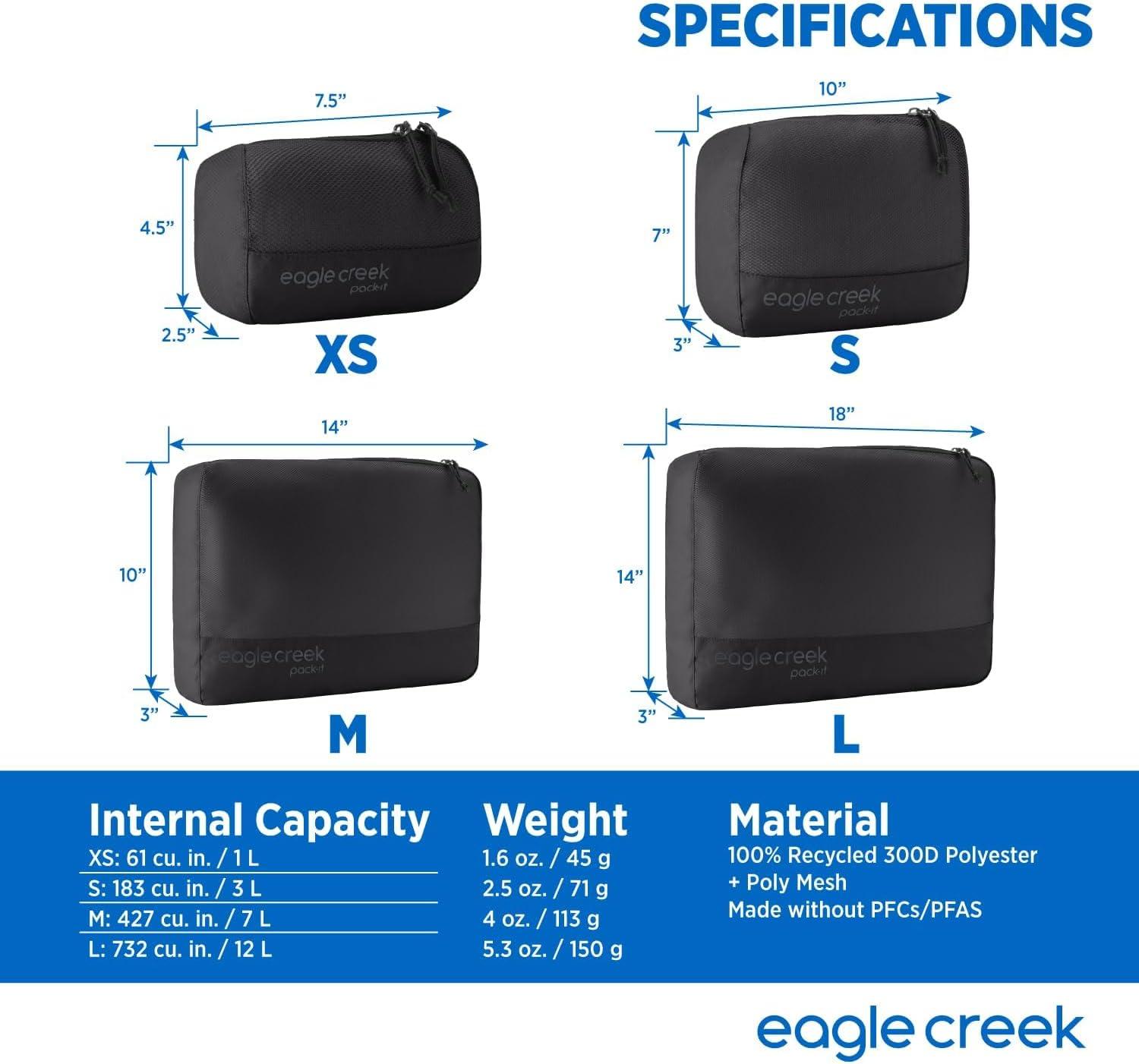 imageEagle Creek PackIt Reveal Cube Lightweight Packing Cubes for Optimizing Luggage Space Easy to Carry Translucent Fabric WaterResistant Easy Grab Zipper Medium Blue DawnBlack