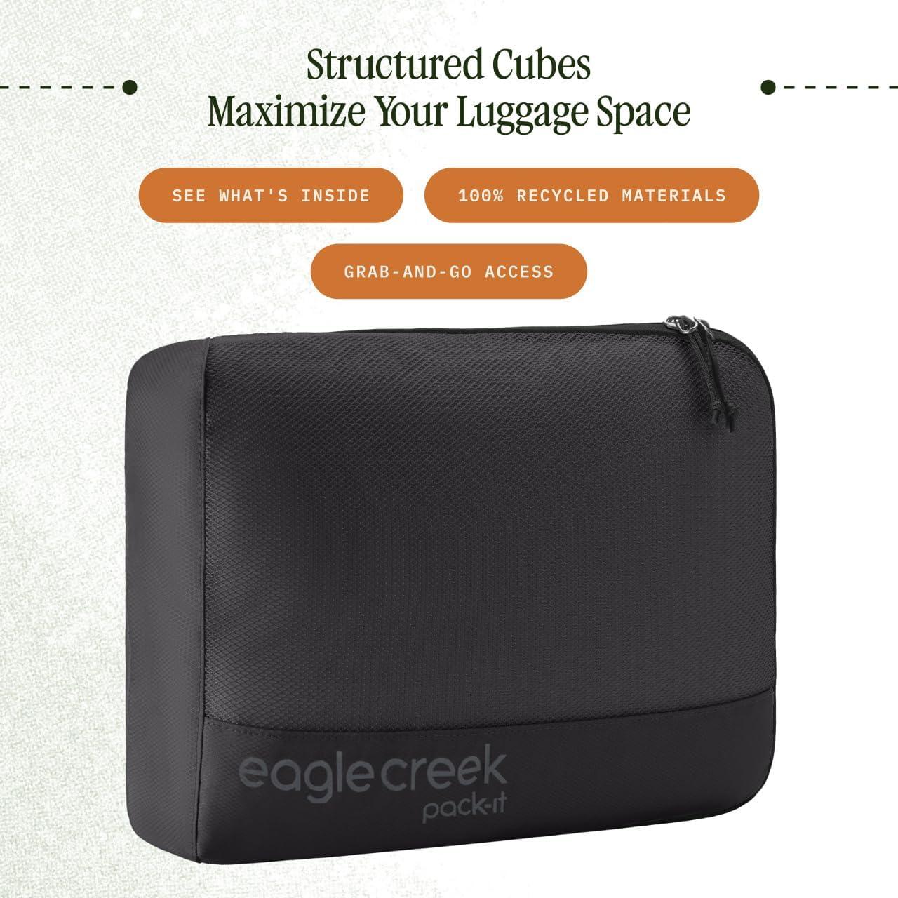 imageEagle Creek PackIt Reveal Cube Lightweight Packing Cubes for Optimizing Luggage Space Easy to Carry Translucent Fabric WaterResistant Easy Grab Zipper Medium Blue DawnBlack