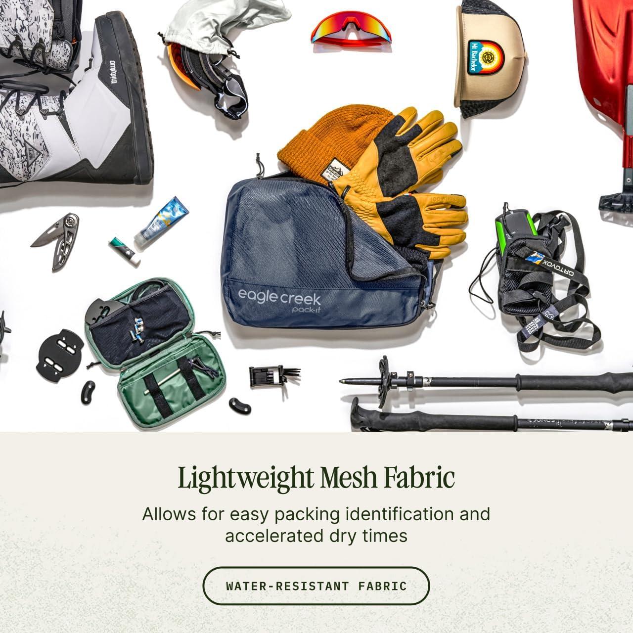 imageEagle Creek PackIt Reveal Cube Lightweight Packing Cubes for Optimizing Luggage Space Easy to Carry Translucent Fabric WaterResistant Easy Grab Zipper Medium Blue DawnBlack