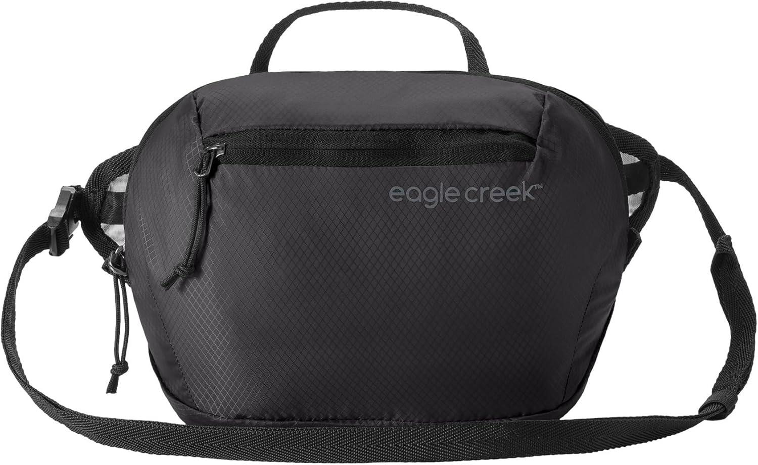 imageEagle Creek Packable Hip Pack Lightweight Hip Pack for Easy Carrying Secure Fit Essential Accessories Storage HandsFree Wear Options Front Pocket Key Clip Strap Keepers Blue DawnBlack