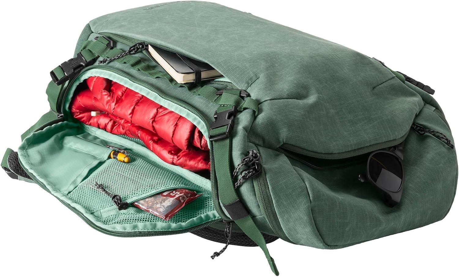 imageeagle creek Explore Backpack Adventure Travel Backpack for Hiking Comfortable Shoulder Straps Easy Access Compartments Reinforced Grab Handles Removable Hip Belt Storm Grey 26LGrass Green