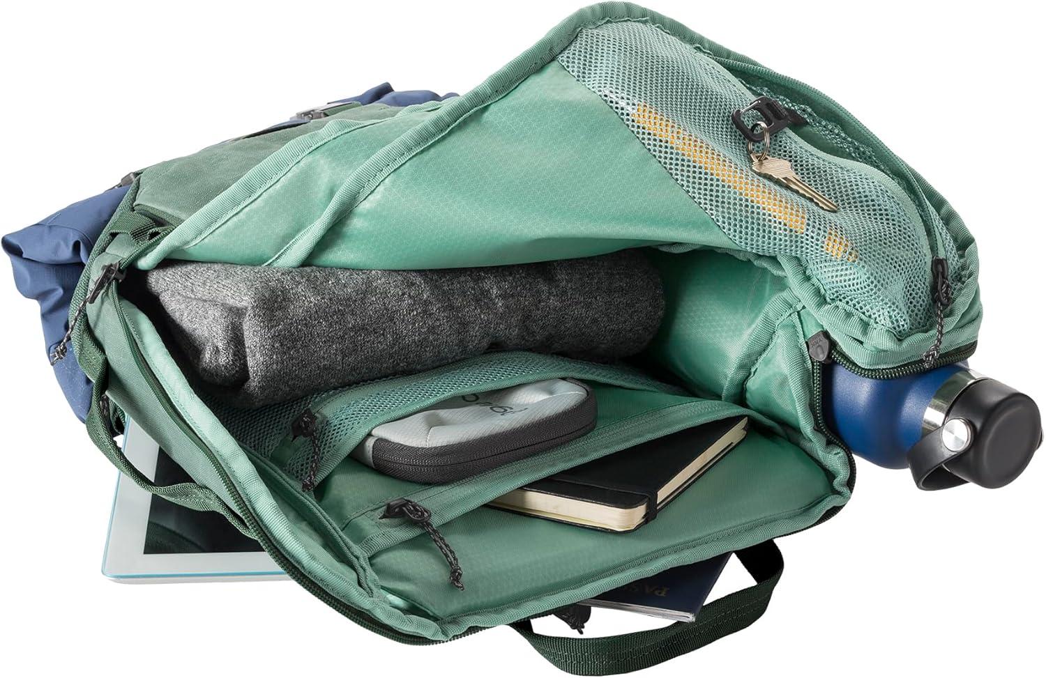 imageeagle creek Explore Sling Pack Compact Crossbody Sling Bag With Cushioned Back Panel Reinforced Side Grab Handle ampamp Stretchy Mesh Side Pockets Travel Accessories BlackGrass Green