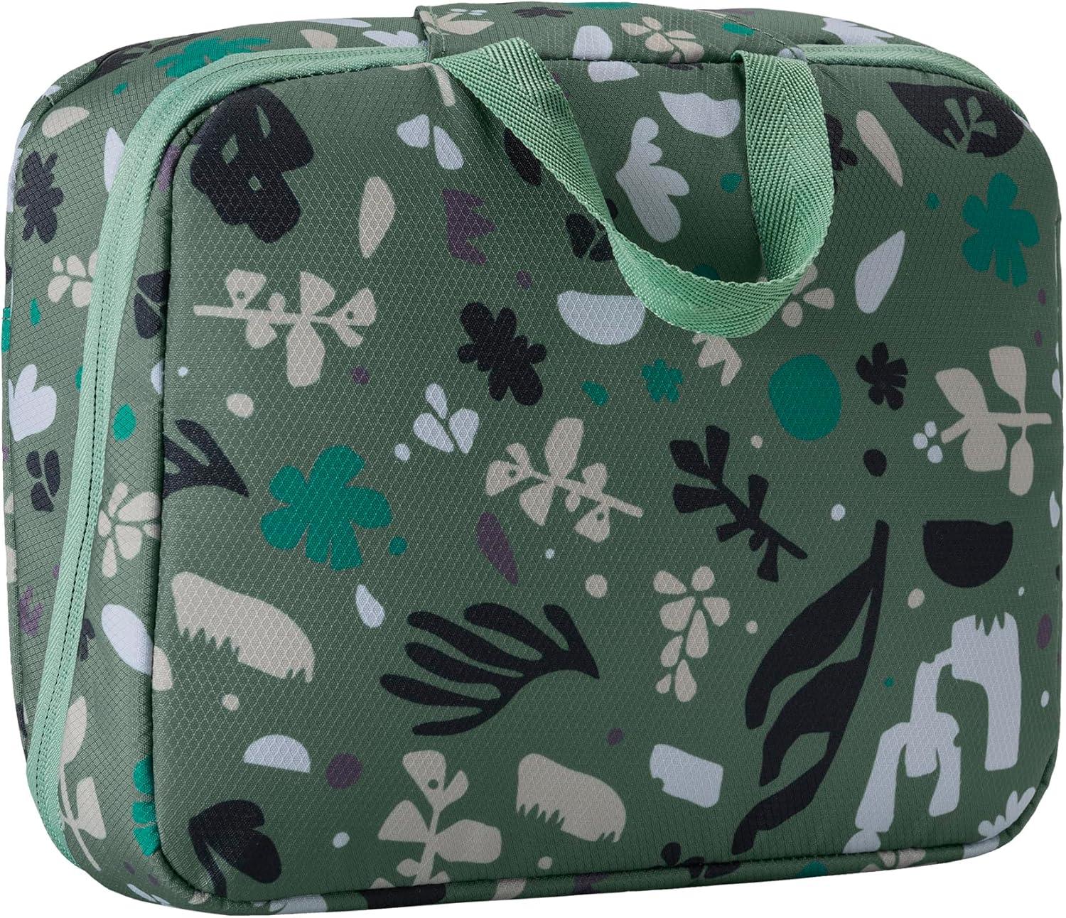 imageeagle creek PackIt Hanging Toiletry Kit Dual Compartment Toiletry Kit for Keeping Small Items Organized Water Resistant Top Grab Handle Zipper Pouch BlackRoots and Shoots Duck Green